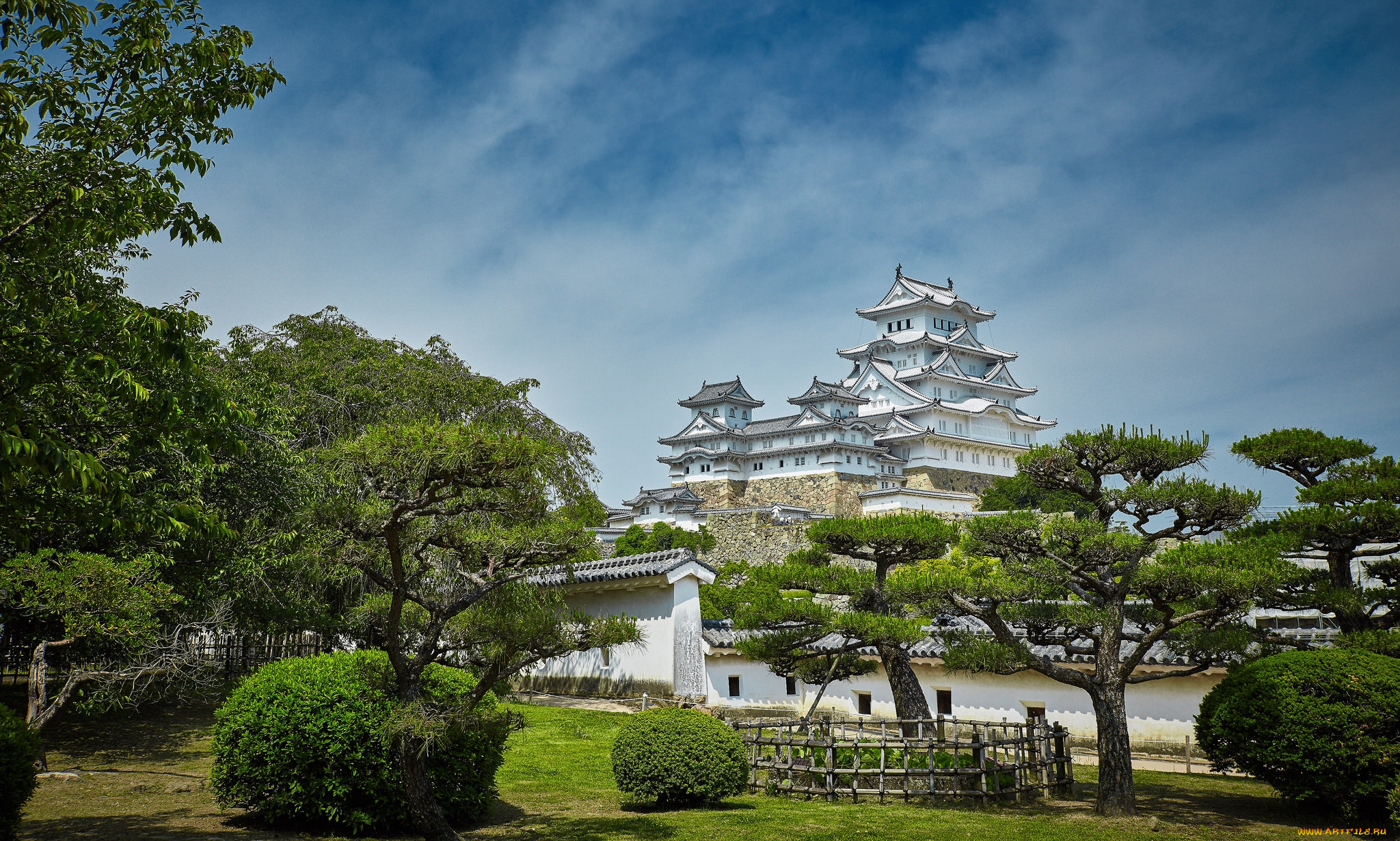 himeji, castle, города, замки, Японии, парк, замок