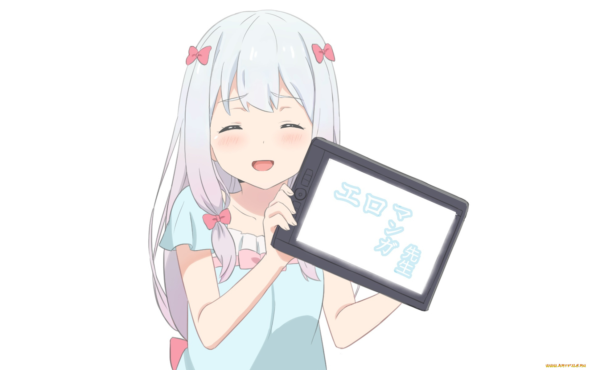 аниме, eromanga-sensei, взгляд, девушка, фон