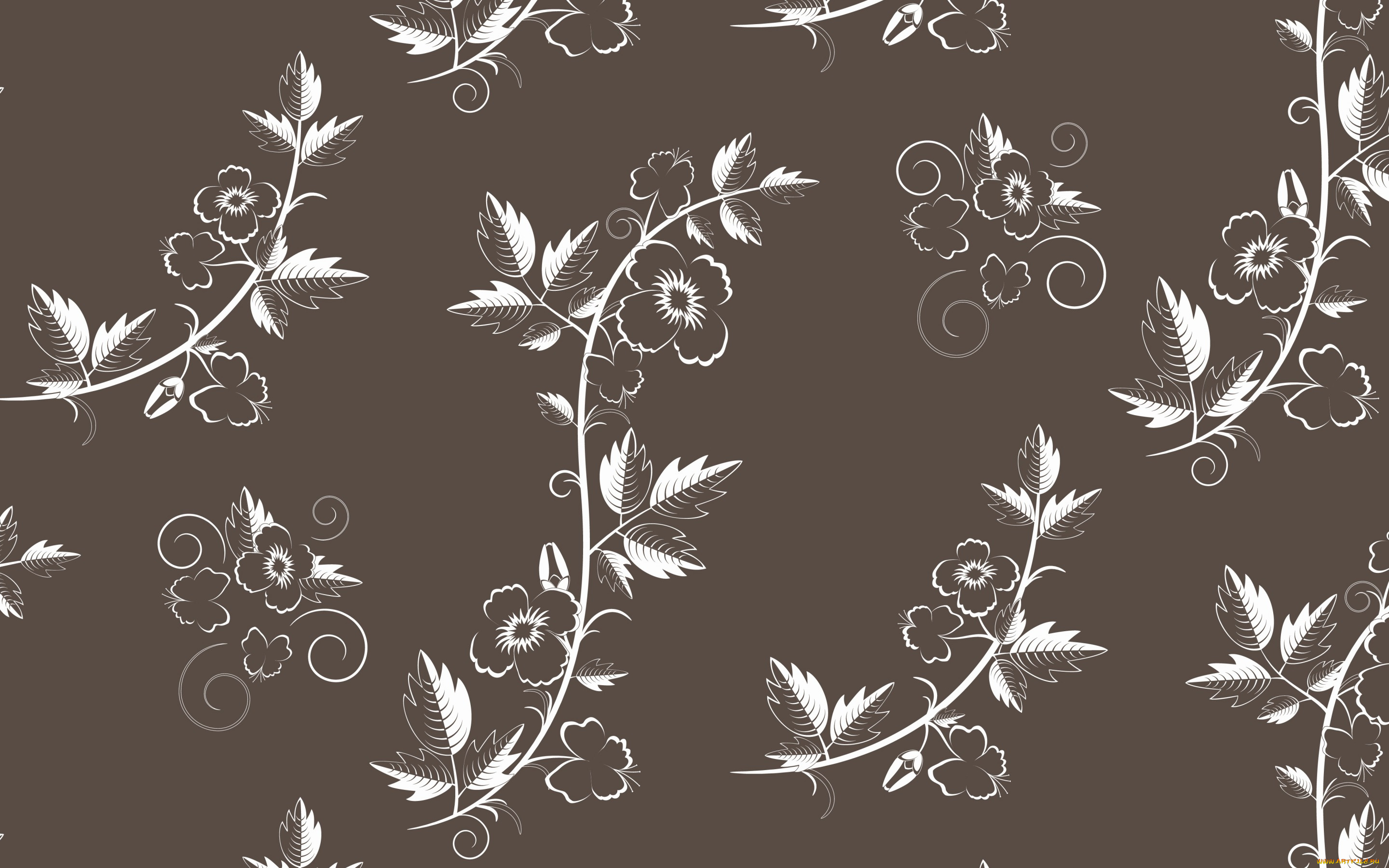 векторная, графика, цветы, , flowers, текстура, floral, with, vector, retro, pattern