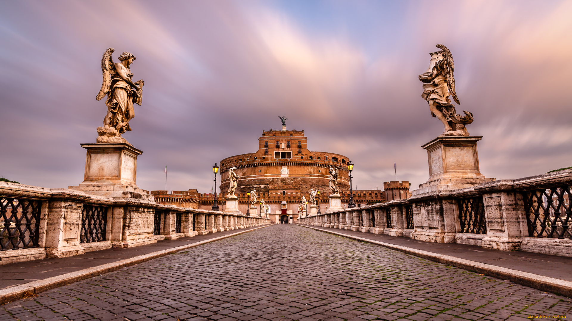 castel, sant`angelo, &, sant`angelo, bridge, -, rome, , italy, города, рим, , ватикан, , италия, castel, sant'angelo, мост, святого, ангела, mausoleum, of, hadrian, брусчатка, rome, bridge, ponte, скульптуры, italy, замок