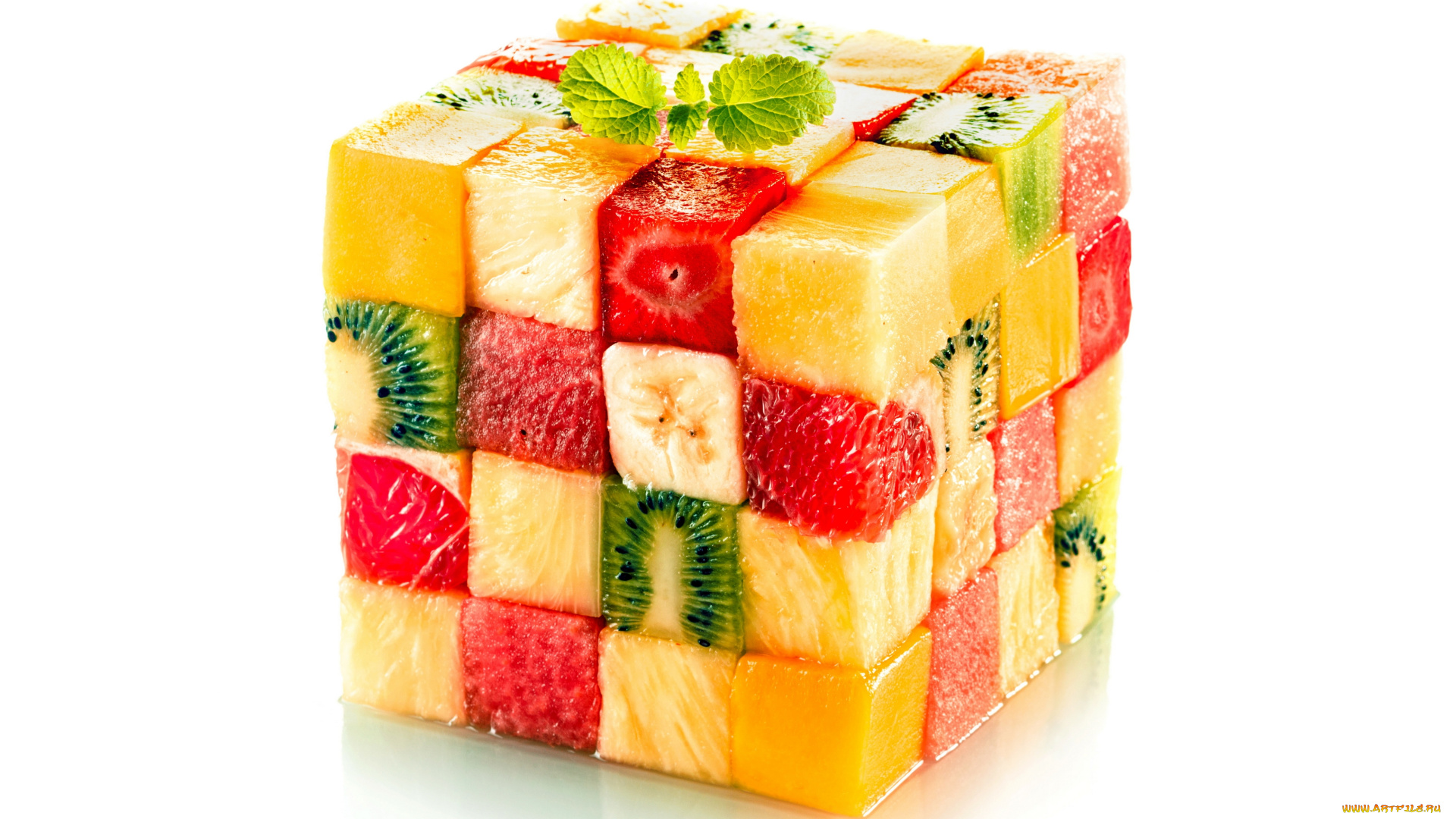 еда, фрукты, , ягоды, кубики, design, cube, fruits, куб, кусочки