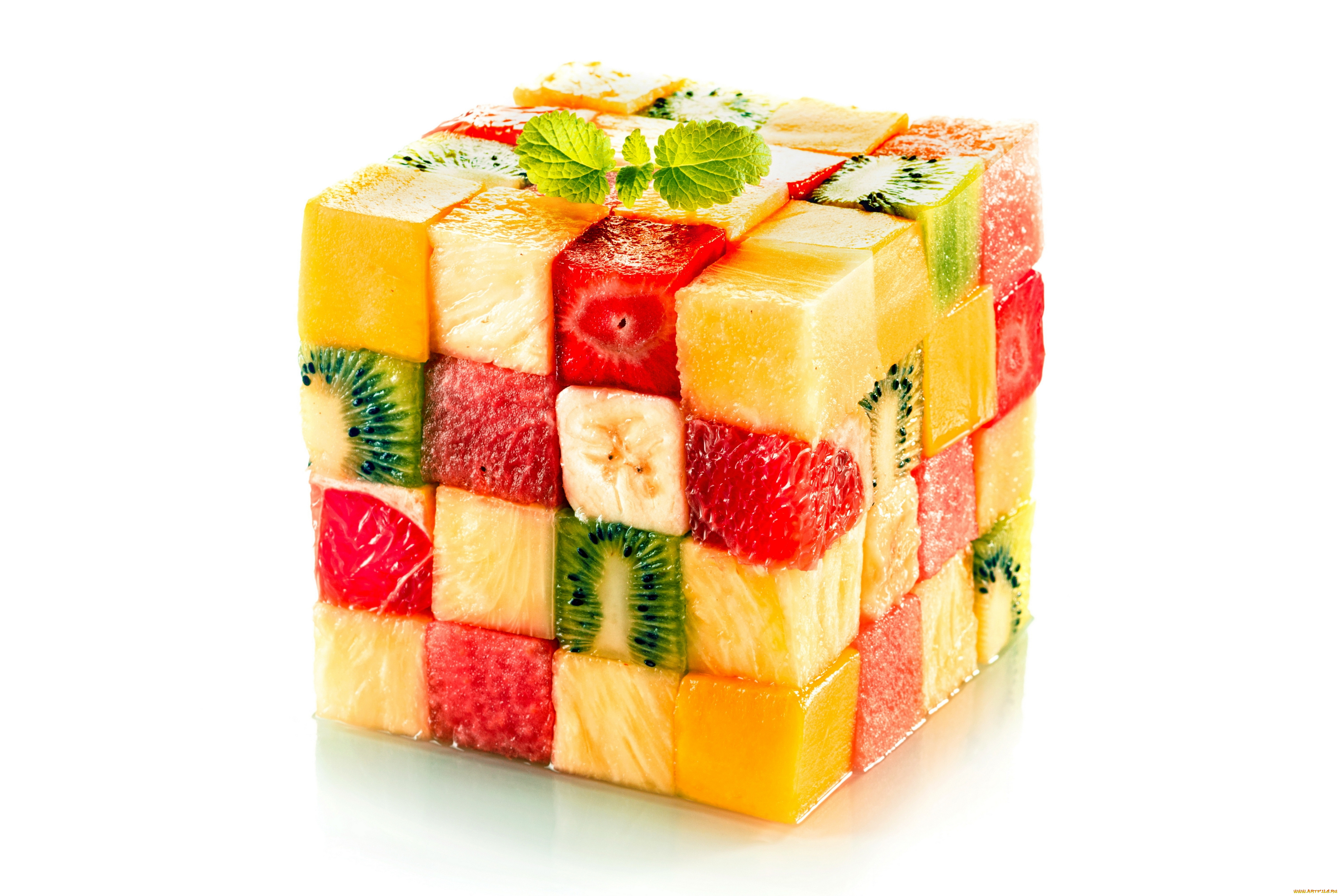 еда, фрукты, , ягоды, кубики, design, cube, fruits, куб, кусочки