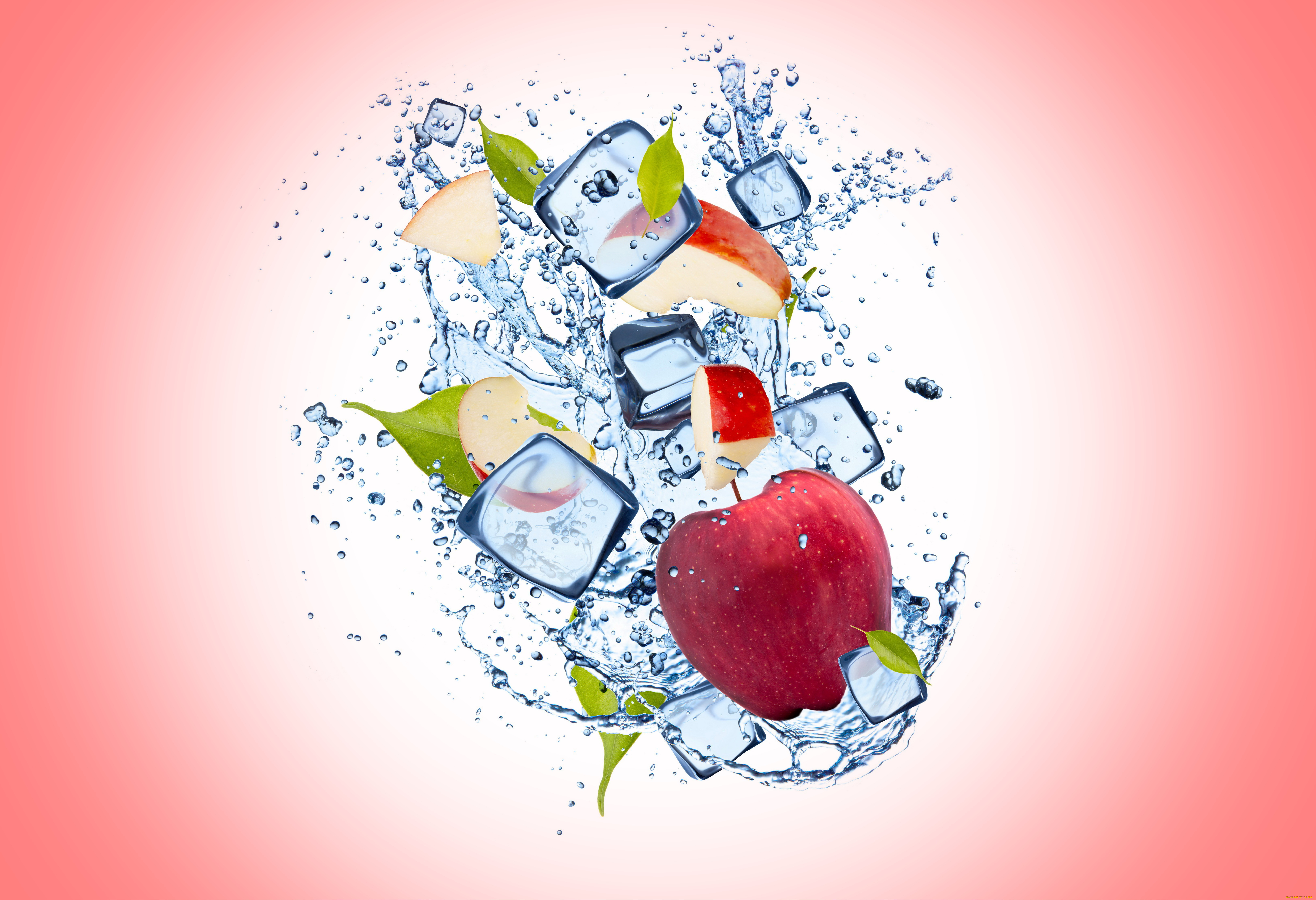еда, Яблоки, яблоко, лед, фон, капли, вода, background, apple, ice, water, drops