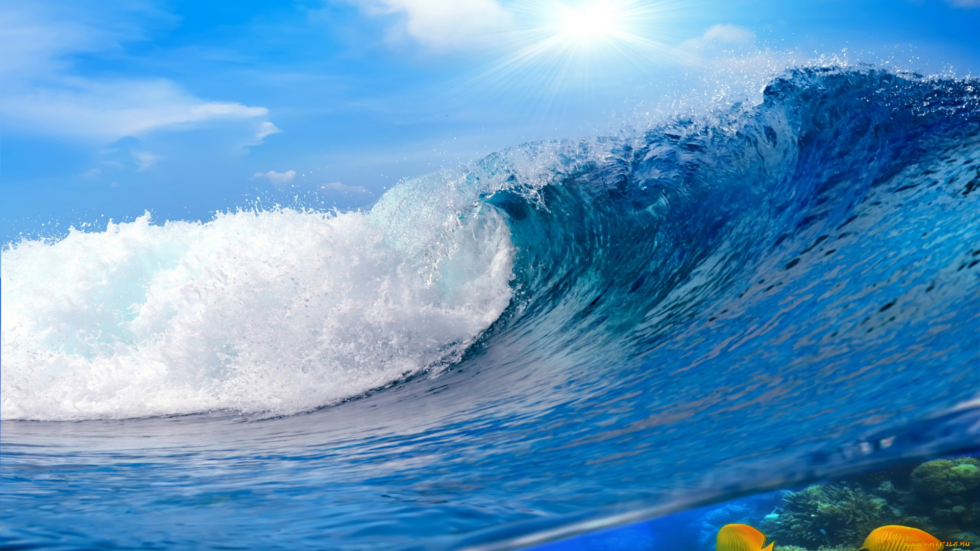 природа, вода, blue, ocean, wave, волна, море, sea, sky, splash, океан