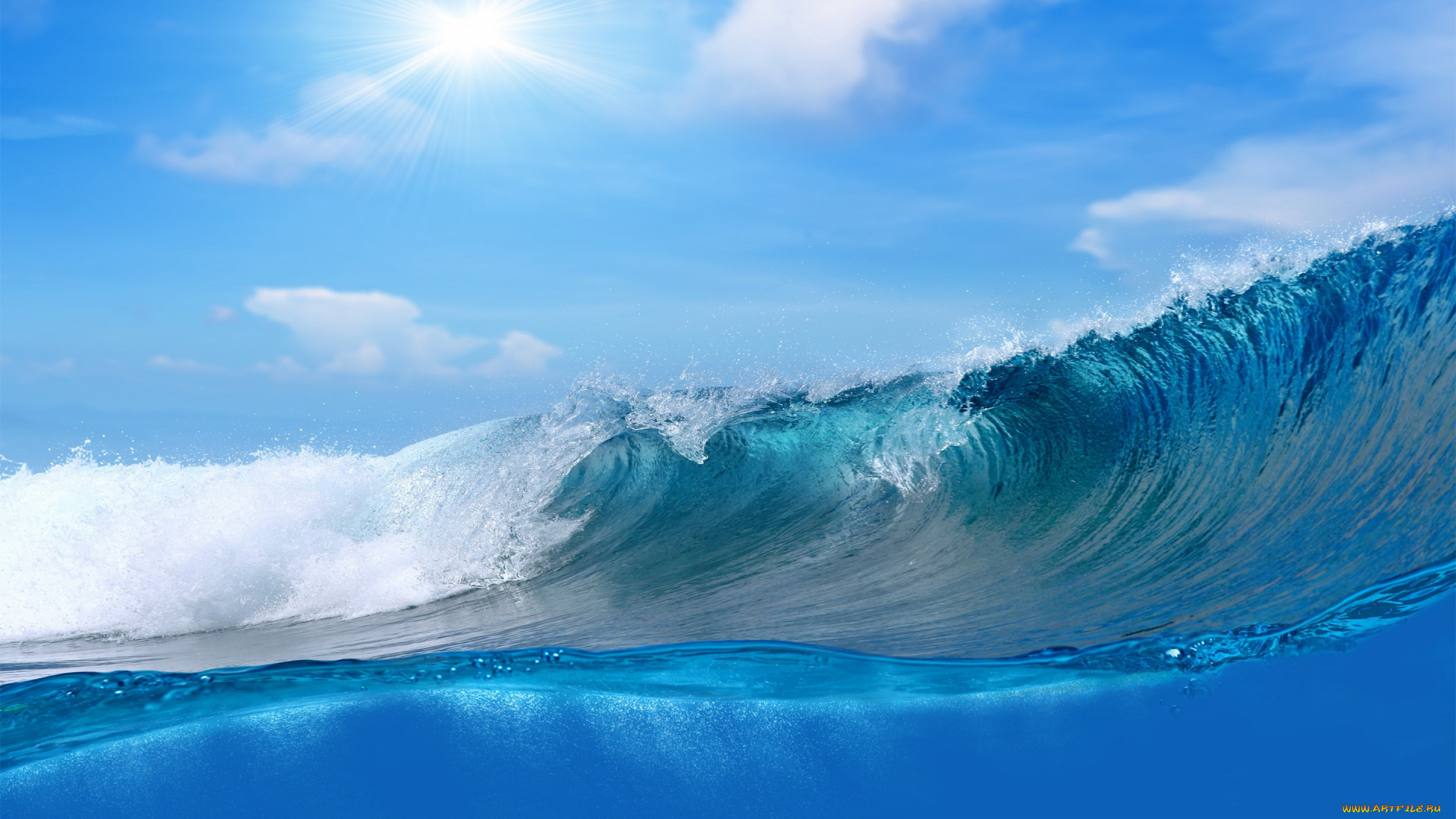 природа, вода, wave, blue, sea, sky, splash, ocean, волна, море, океан