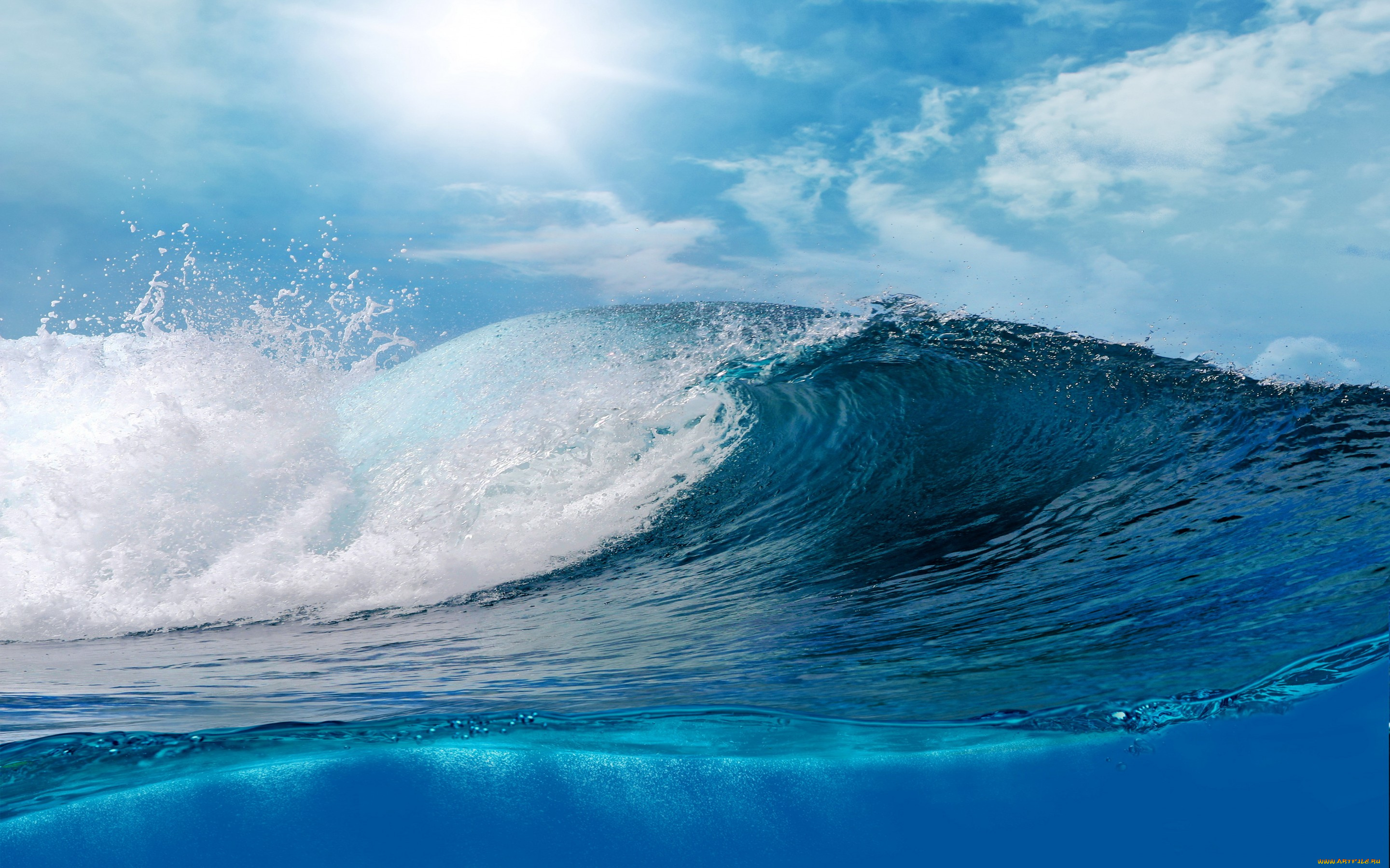 природа, вода, волна, ocean, wave, blue, sea, sky, splash, океан, море