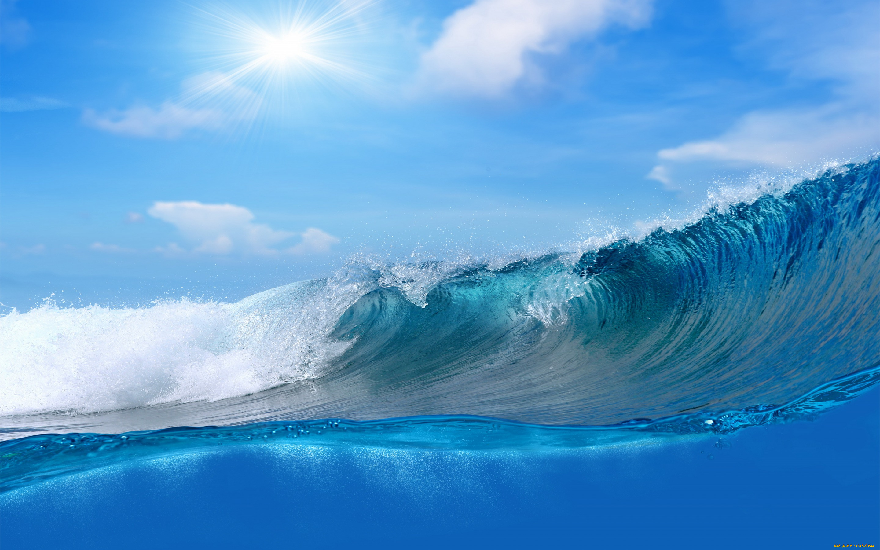 природа, вода, wave, blue, sea, sky, splash, ocean, волна, море, океан