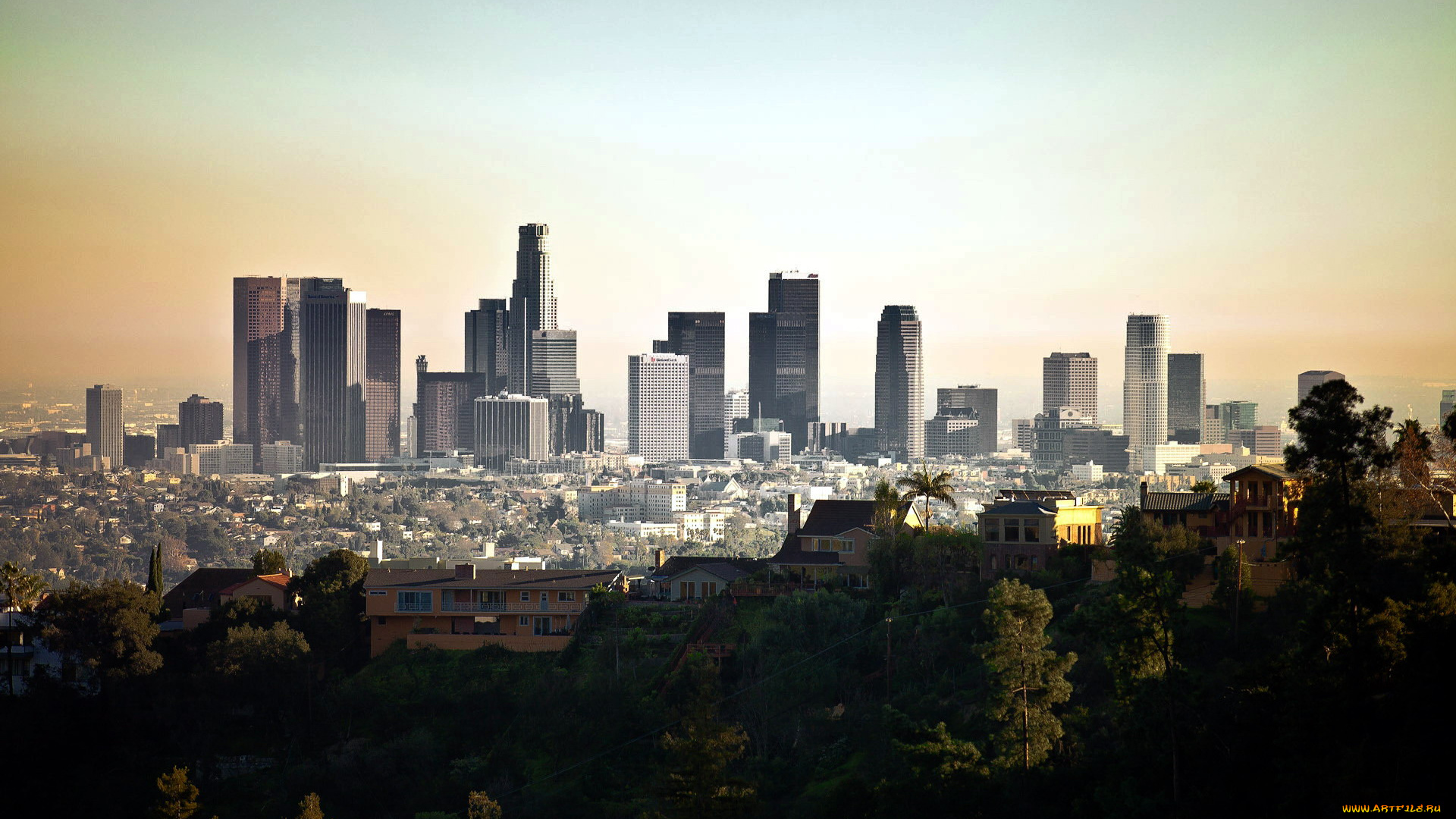 города, лос-анджелес, , сша, панорама