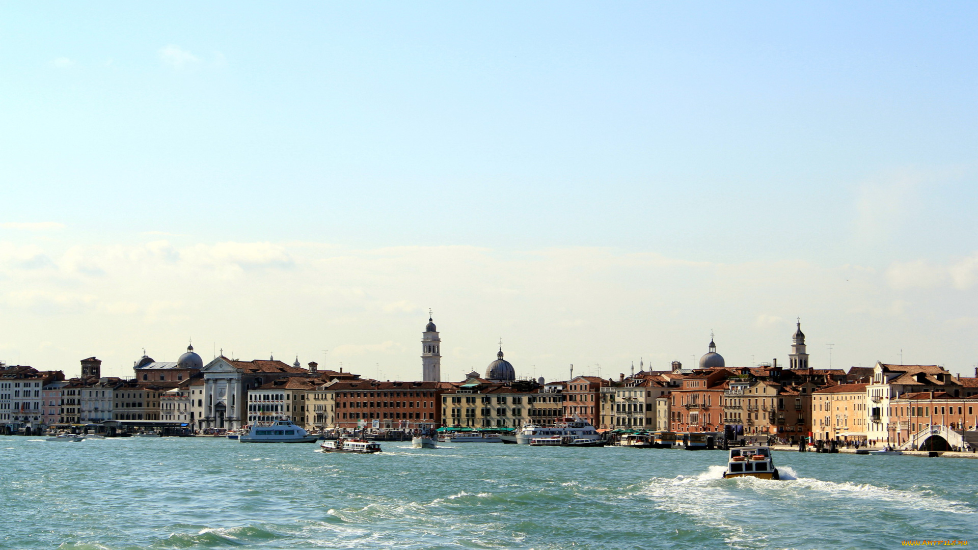 города, венеция, , италия, катера, здания