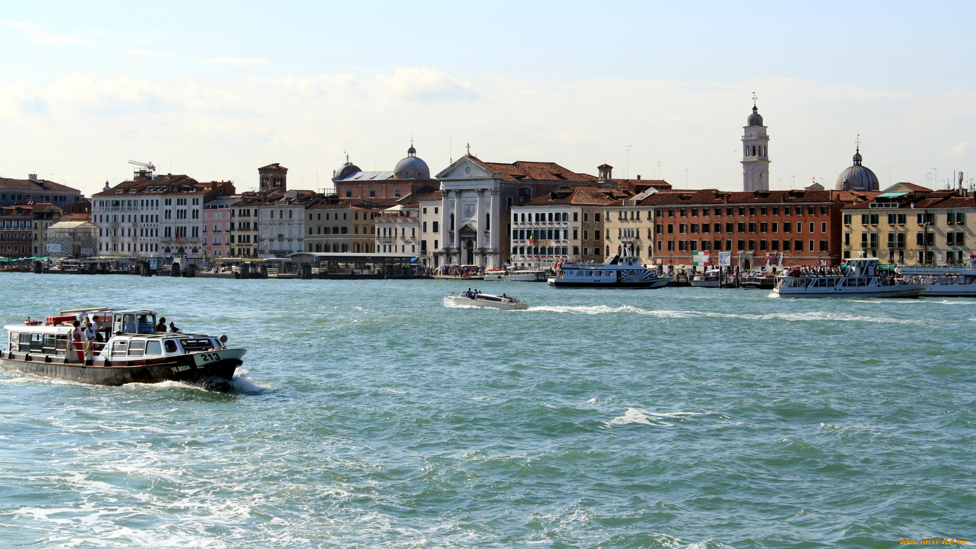 города, венеция, , италия, лодки, здания, катера
