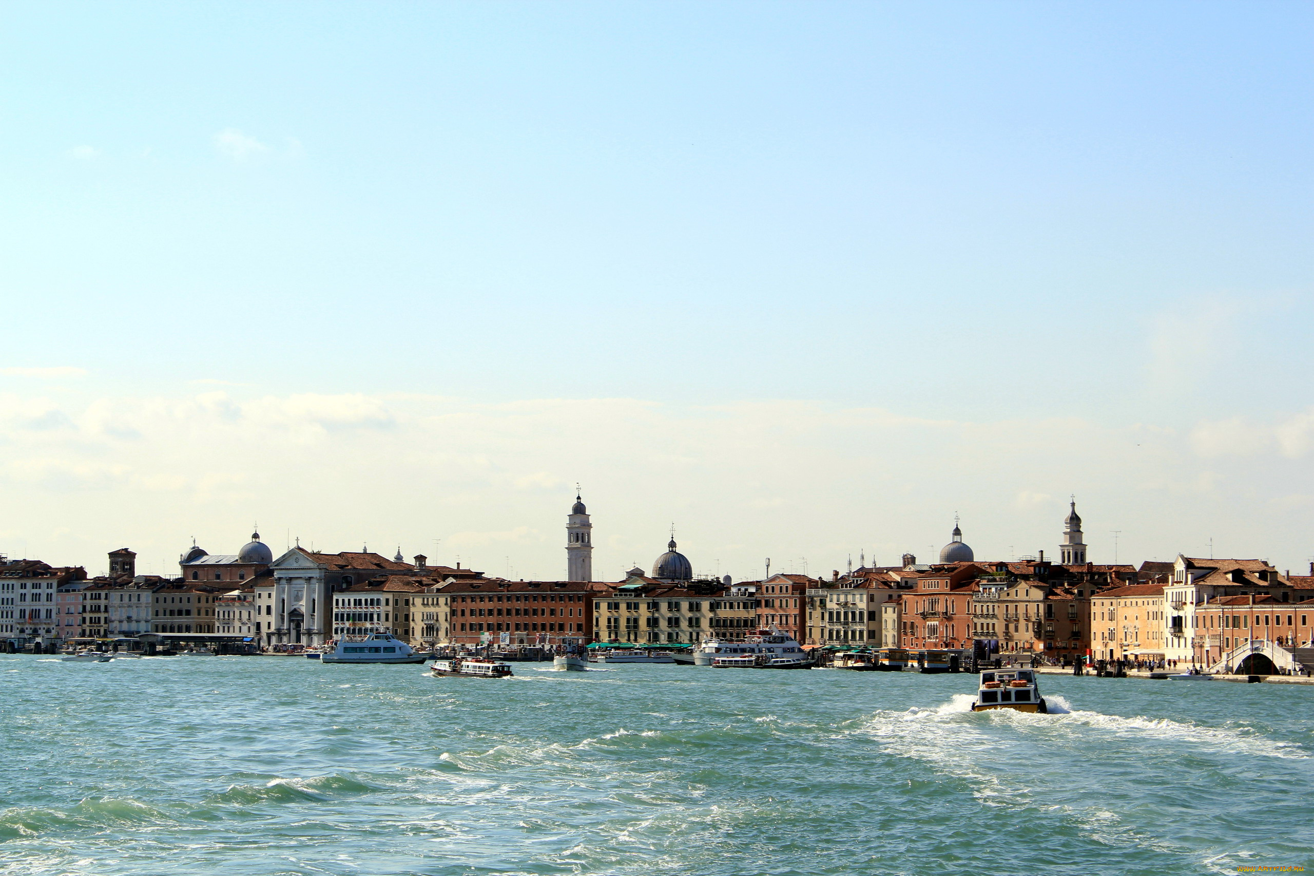 города, венеция, , италия, катера, здания