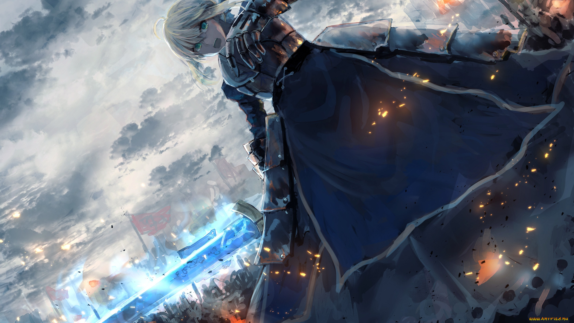 аниме, fate, stay, night, saber