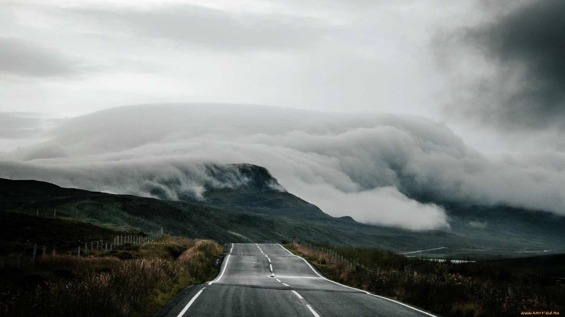 природа, дороги, дорога, united, kingdom, tote, scotland, туман