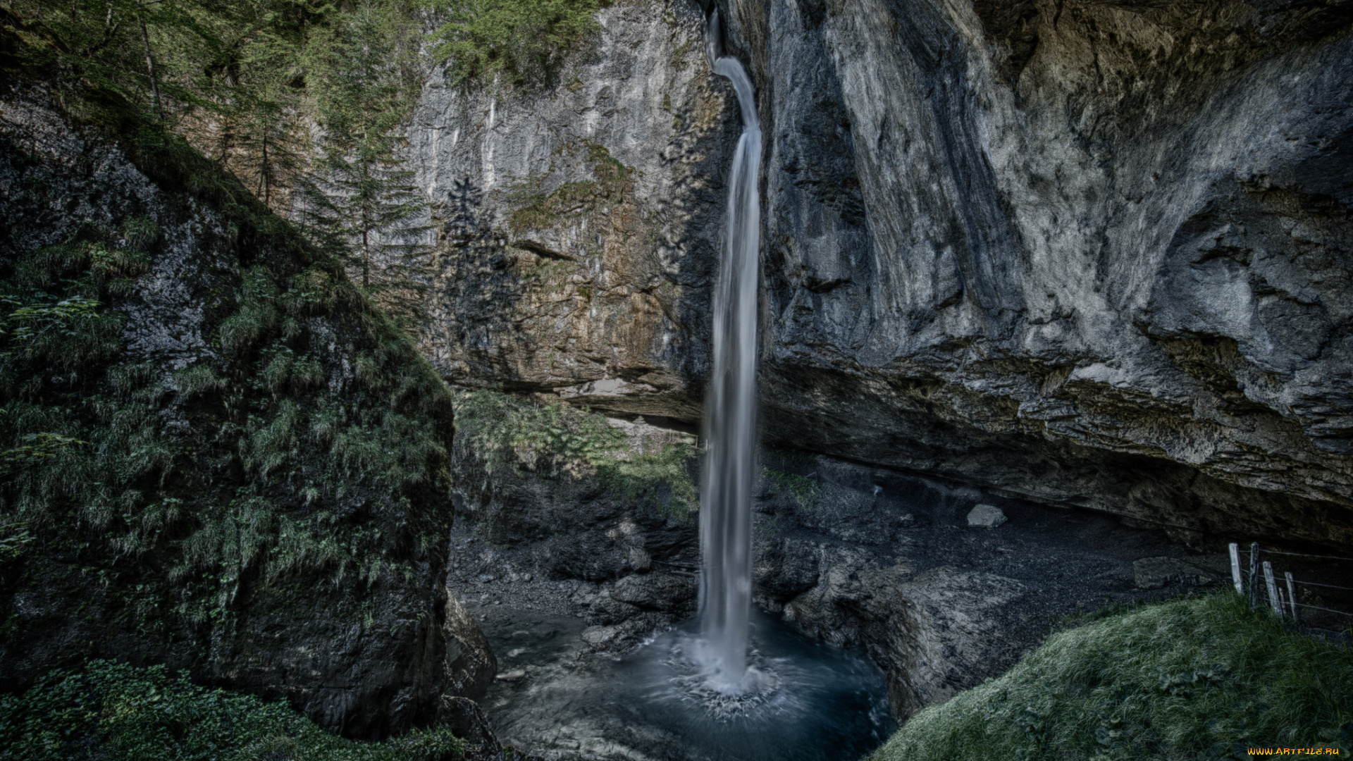 природа, водопады, водопад, река, лес