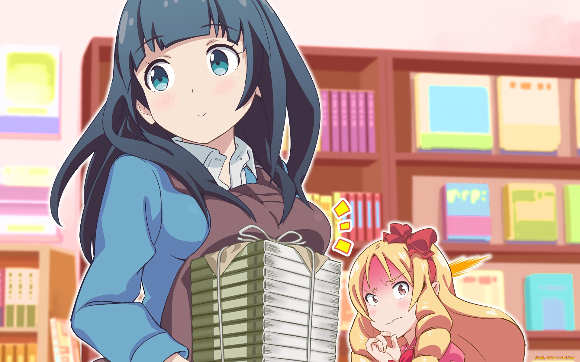 аниме, eromanga-sensei, девушка, взгляд, фон