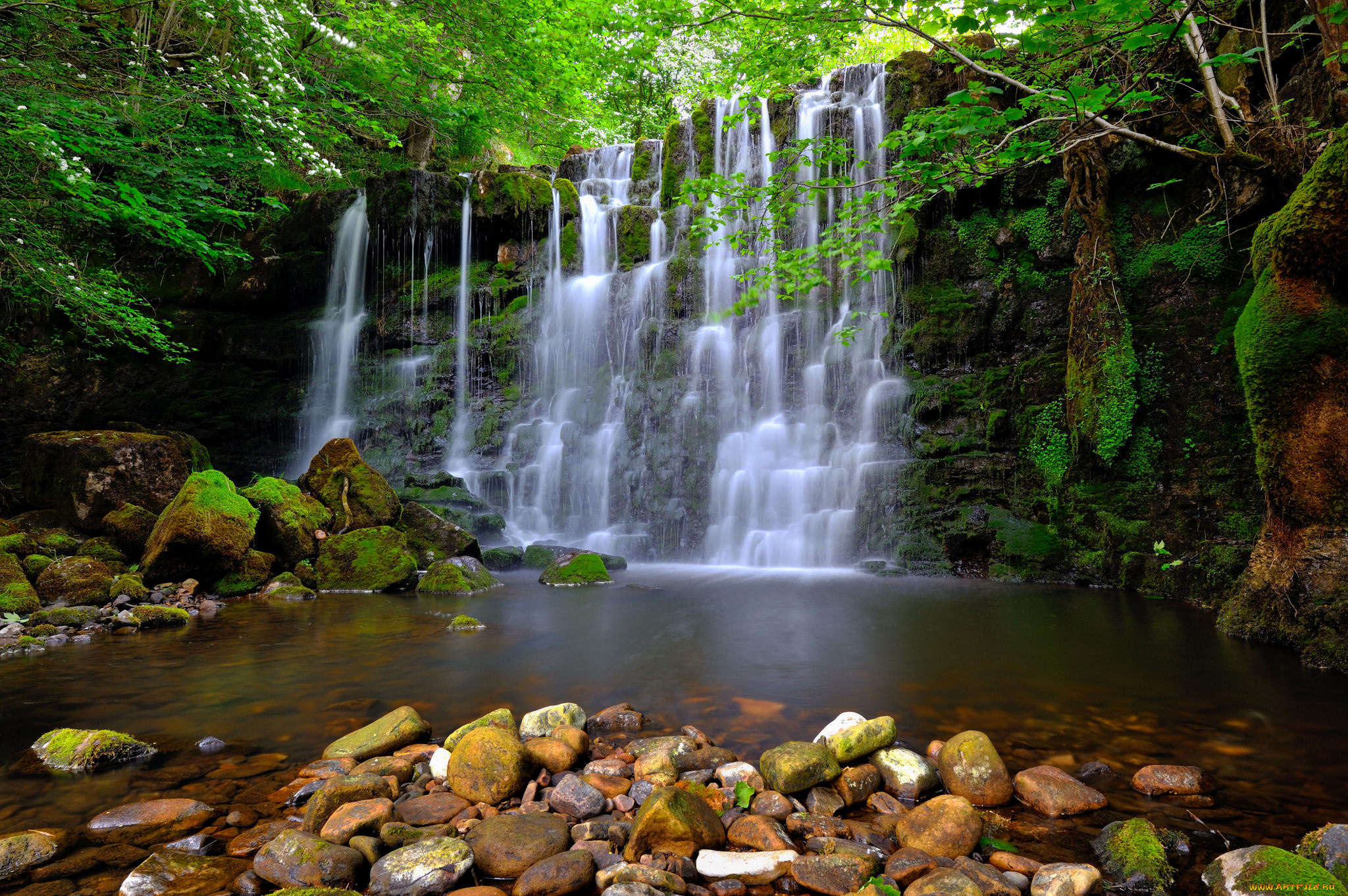 природа, водопады, water, river, stream, rocks, waterfall, вода, река, поток, водопад, камни