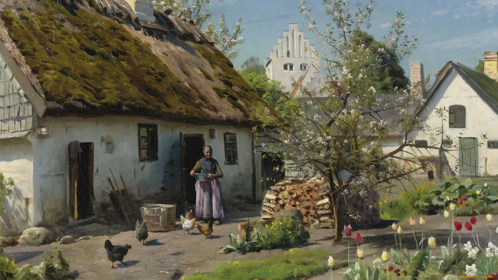 рисованное, живопись, danish, realist, painter, 1924, датский, живописец, петер, мёрк, мёнстед, peder, mоrk, mщnsted, spring, in, hjembaek, весна, в, хъёмбаеке