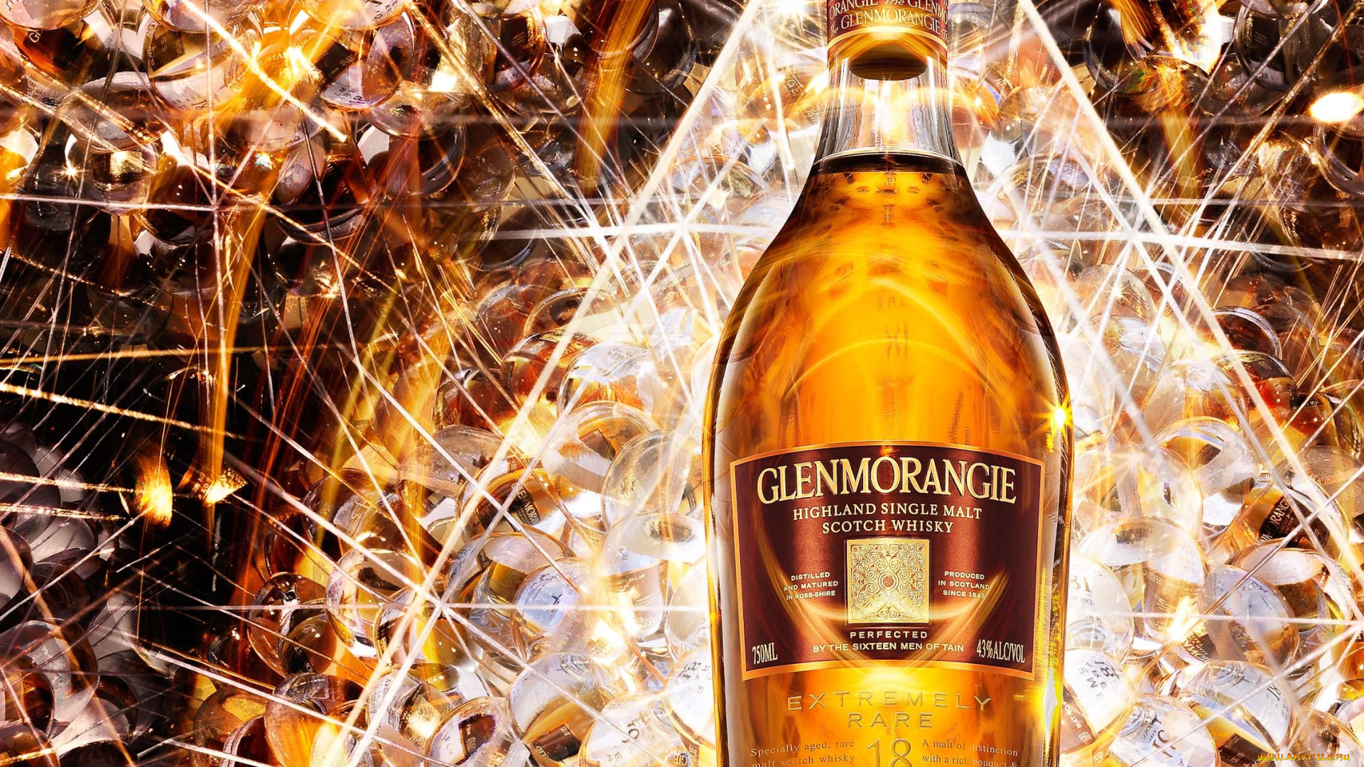 бренды, glenmorangie, шотландский, виски, бутылка, сияние