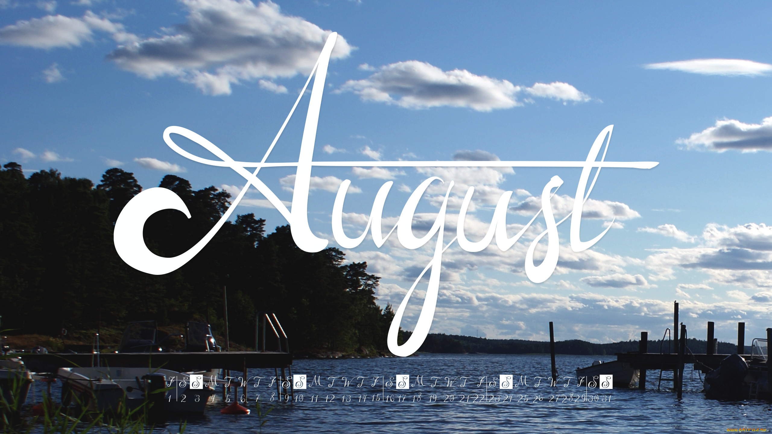 календари, природа, август