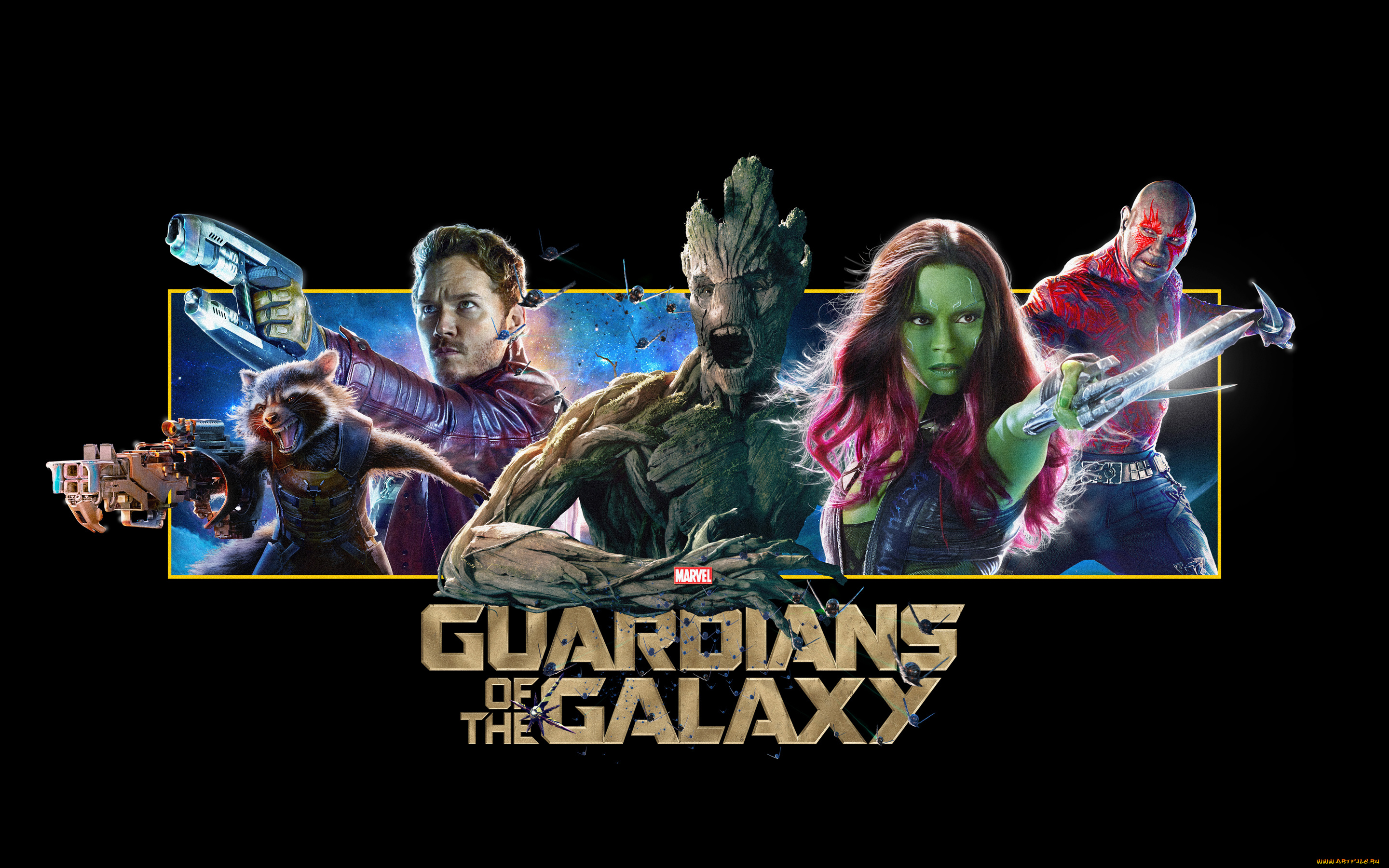 кино, фильмы, guardians, of, the, galaxy, gamora, zoe, saldana, стражи, галактики, star-lord, guardians, of, the, galaxy, peter, quill, chris, pratt, dave, bautista, drax, destroyer, vin, diesel, groot, bradley, cooper, rocket, raccoon