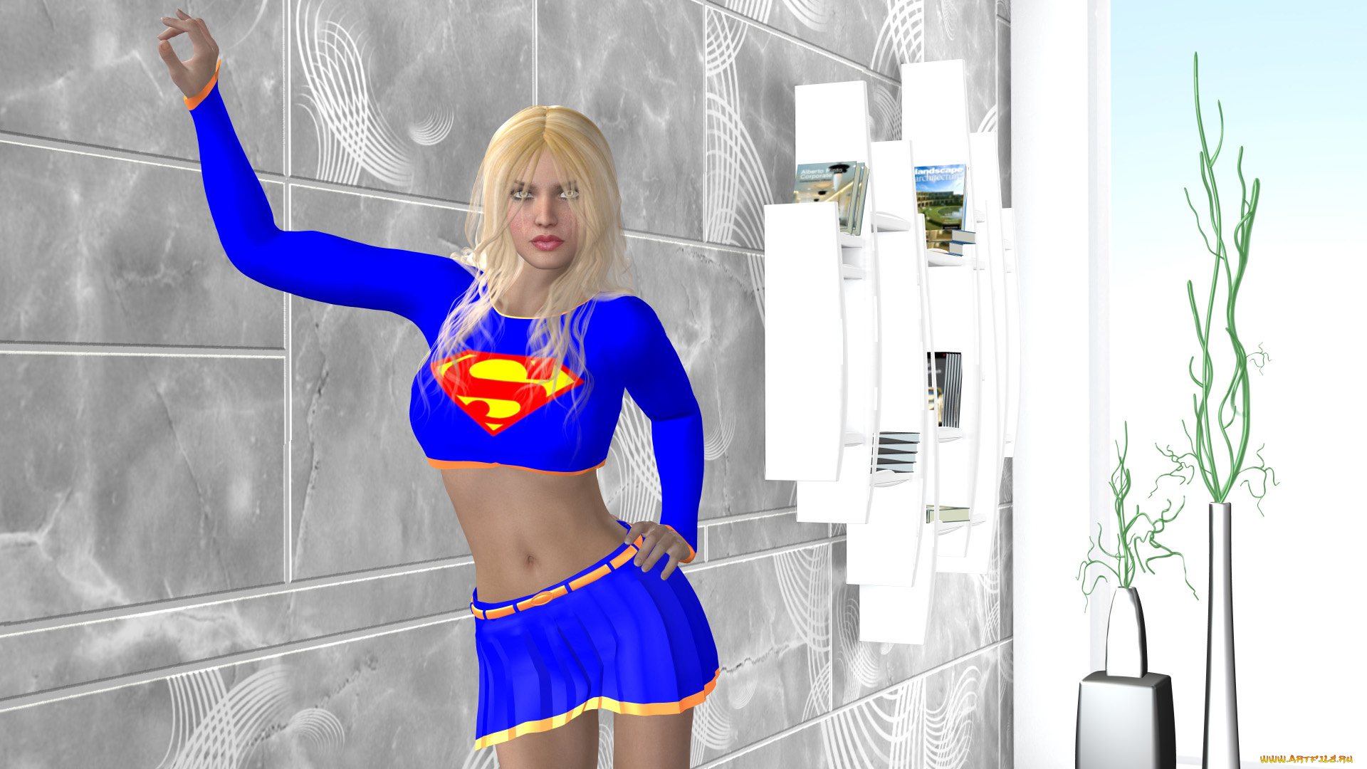 3д, графика, люди, , people, девушка, superheroine, фон, взгляд