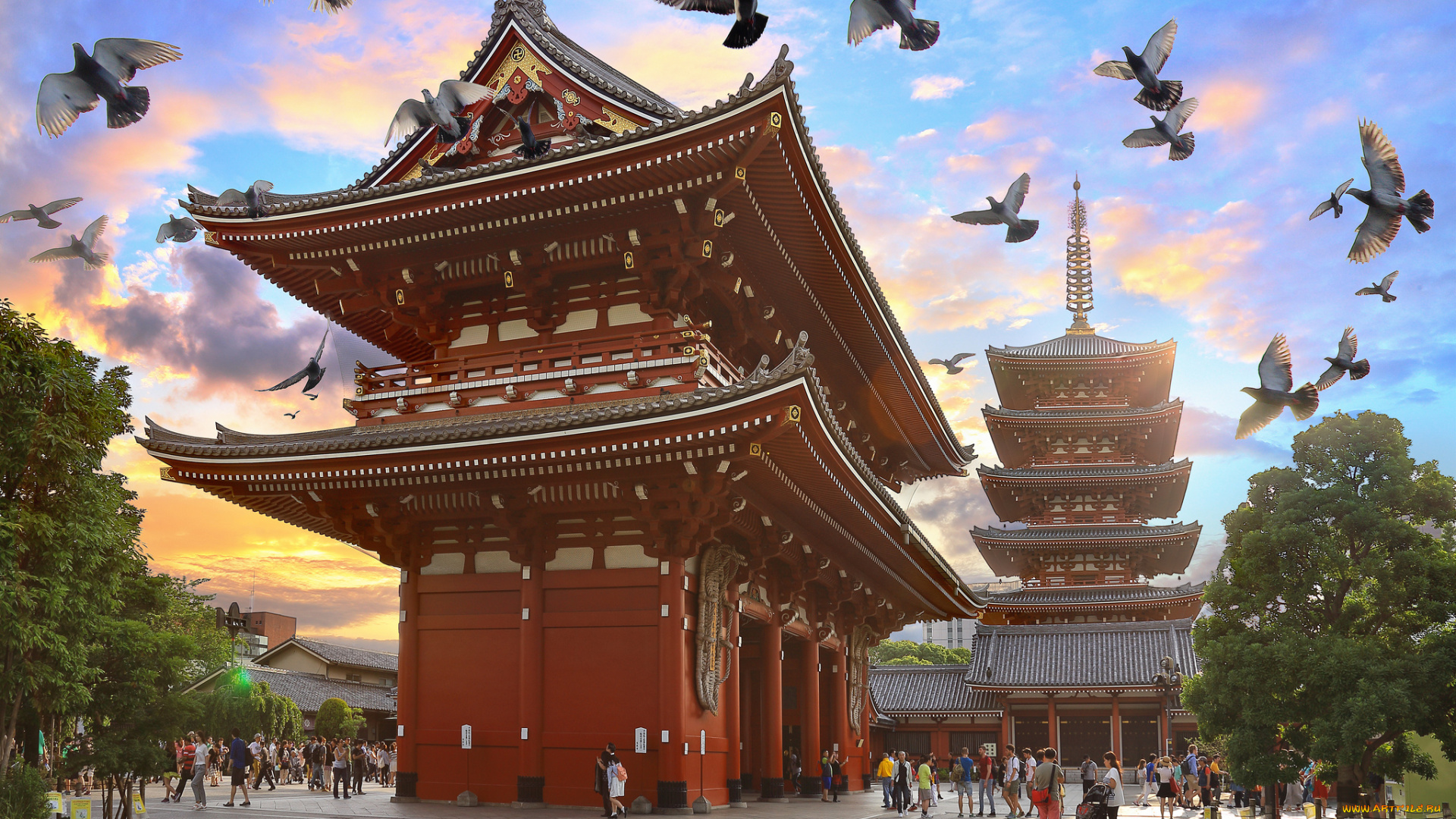 japan, -, asakusa, kanon, temple, города, -, буддийские, и, другие, храмы, храм, площадь