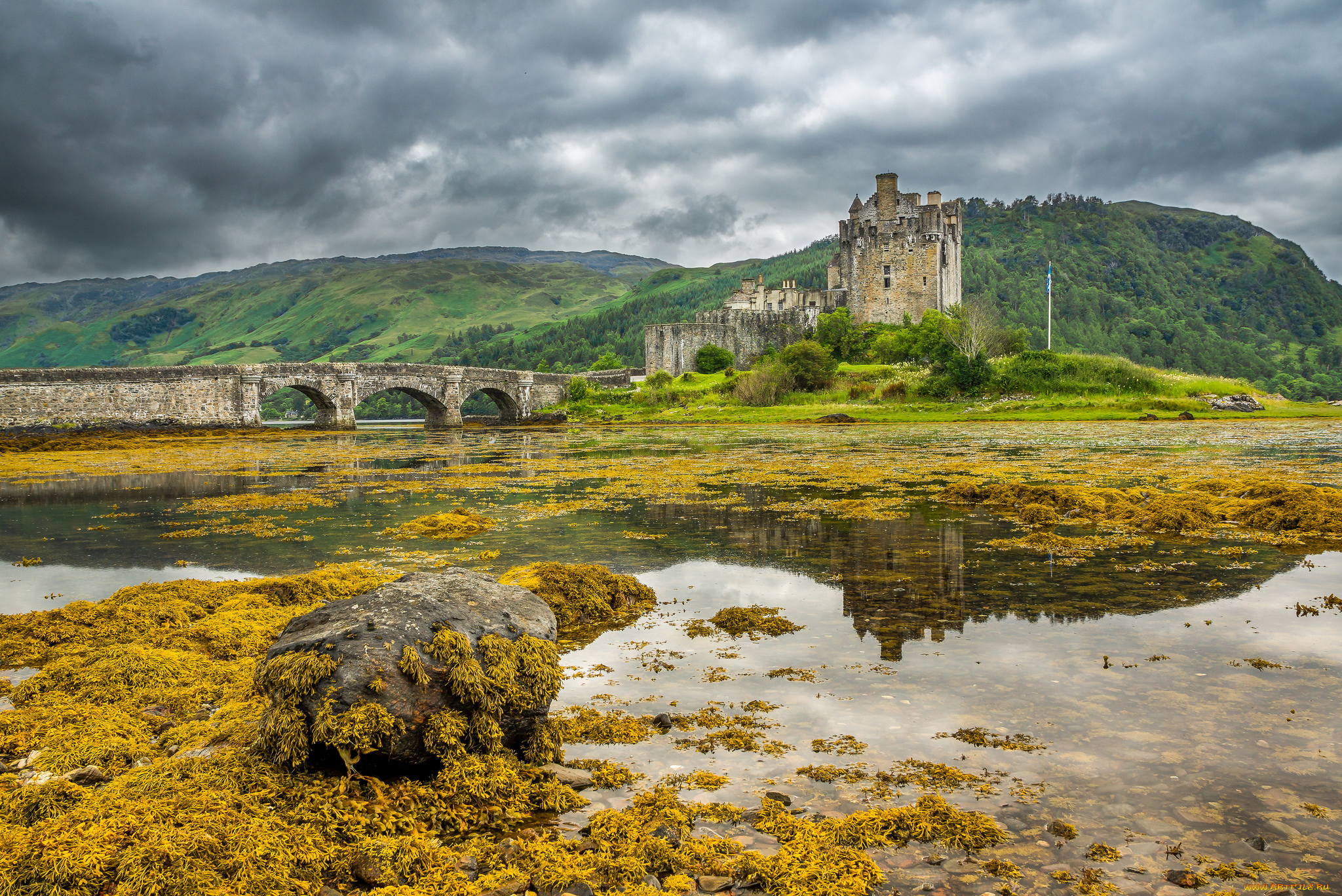 eilean, donan, castle, города, замок, эйлен-донан, , шотландия, замок, мост, озеро