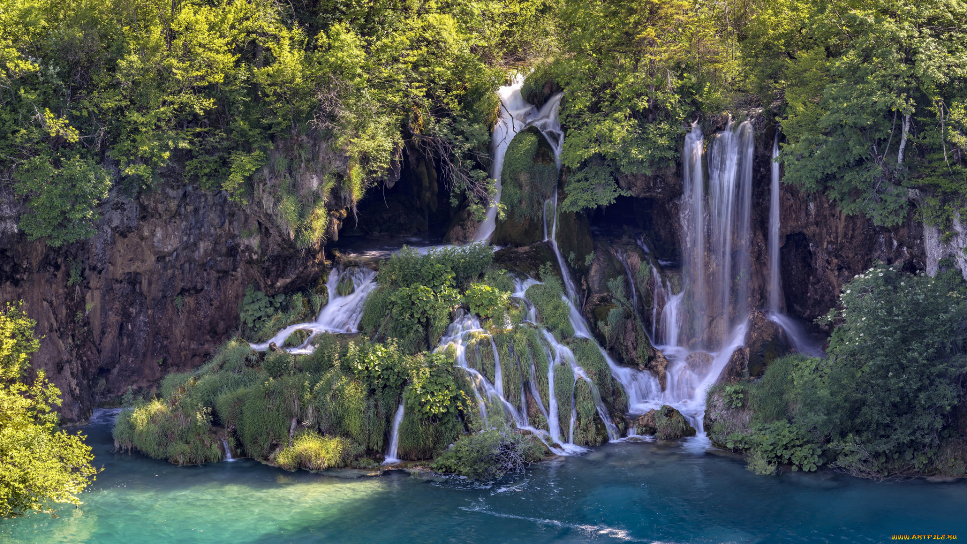 природа, водопады, лес, водопад, река