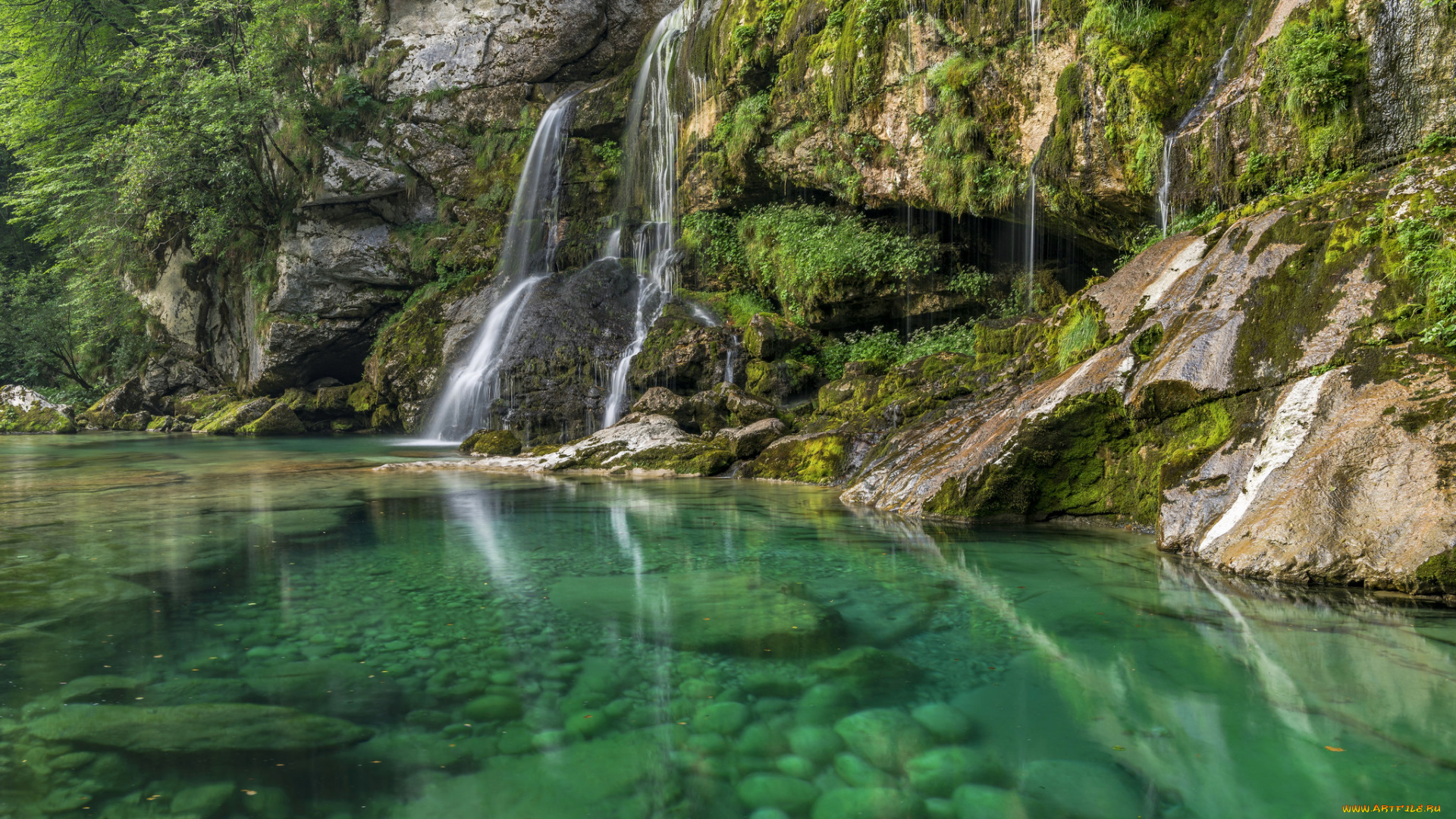 природа, водопады, водопад, река, лес