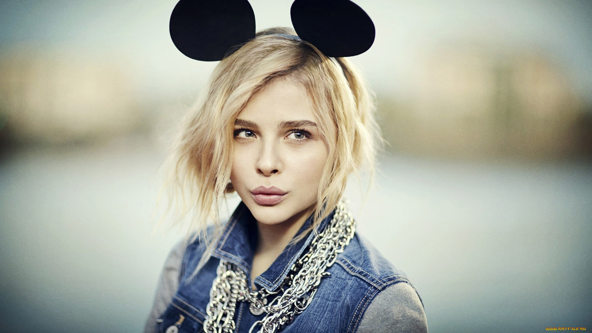 девушки, chloe, grace, moretz, уши, цепи, блондинка, актриса