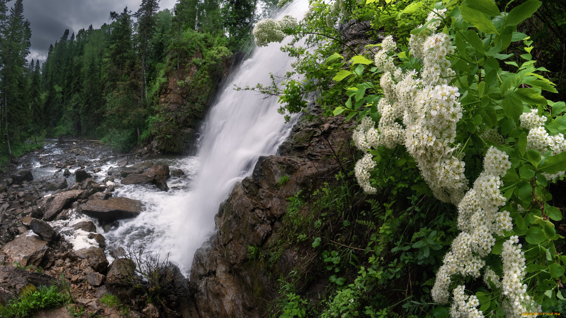 природа, водопады, вода, водопад, поток