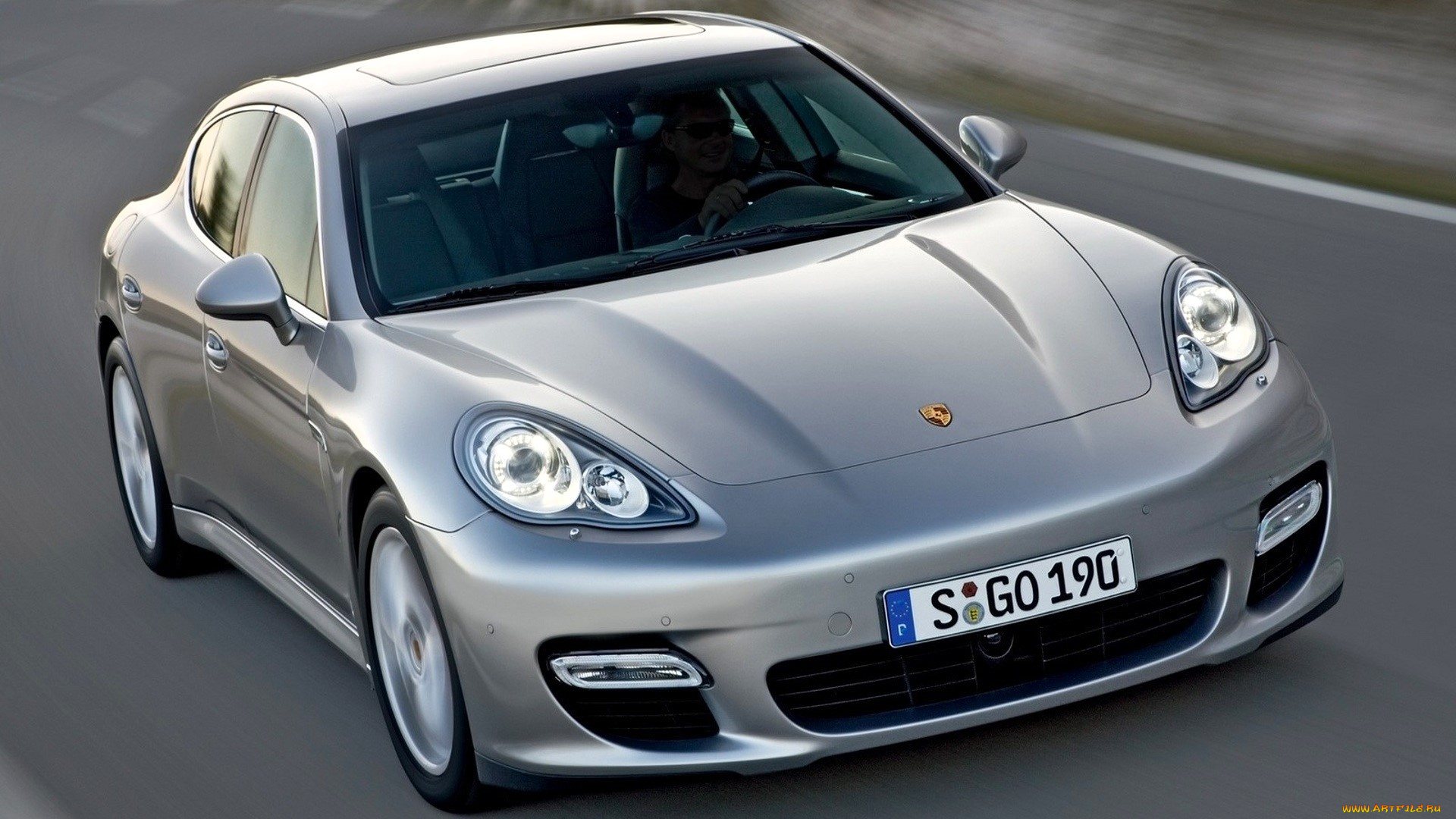 porsche, panamera, автомобили, porsche, серебристый, дорога, скорость