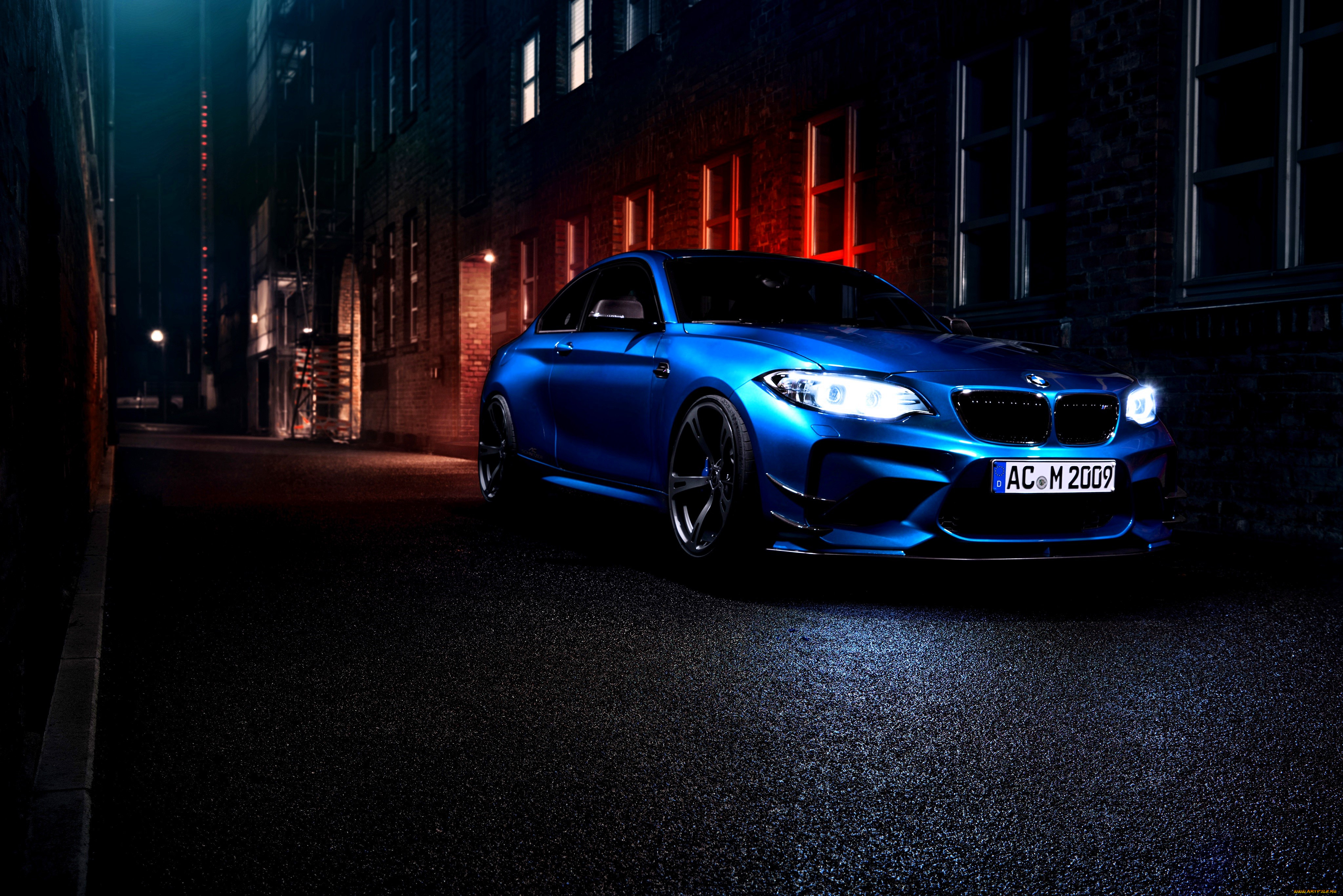 bmw, m2, автомобили, bmw, синий, улица, город