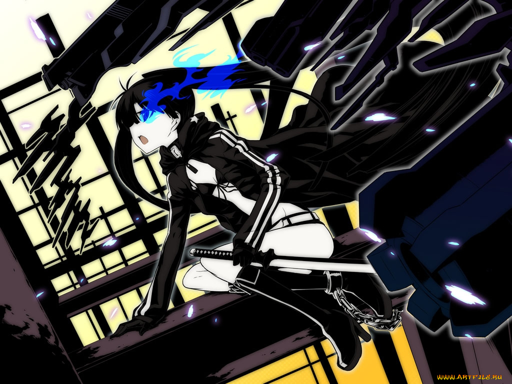 аниме, black, rock, shooter