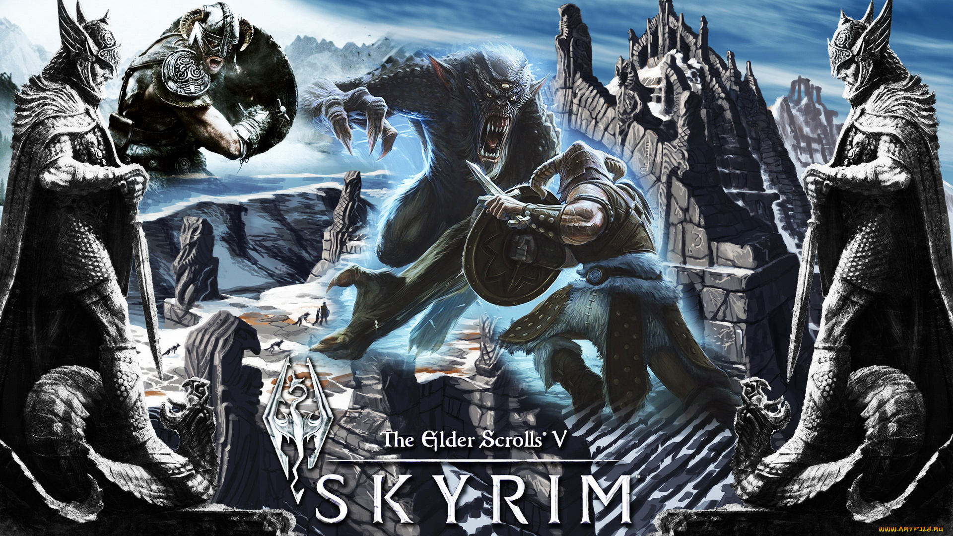 the, elder, scrolls, skyrim, видео, игры, монстр