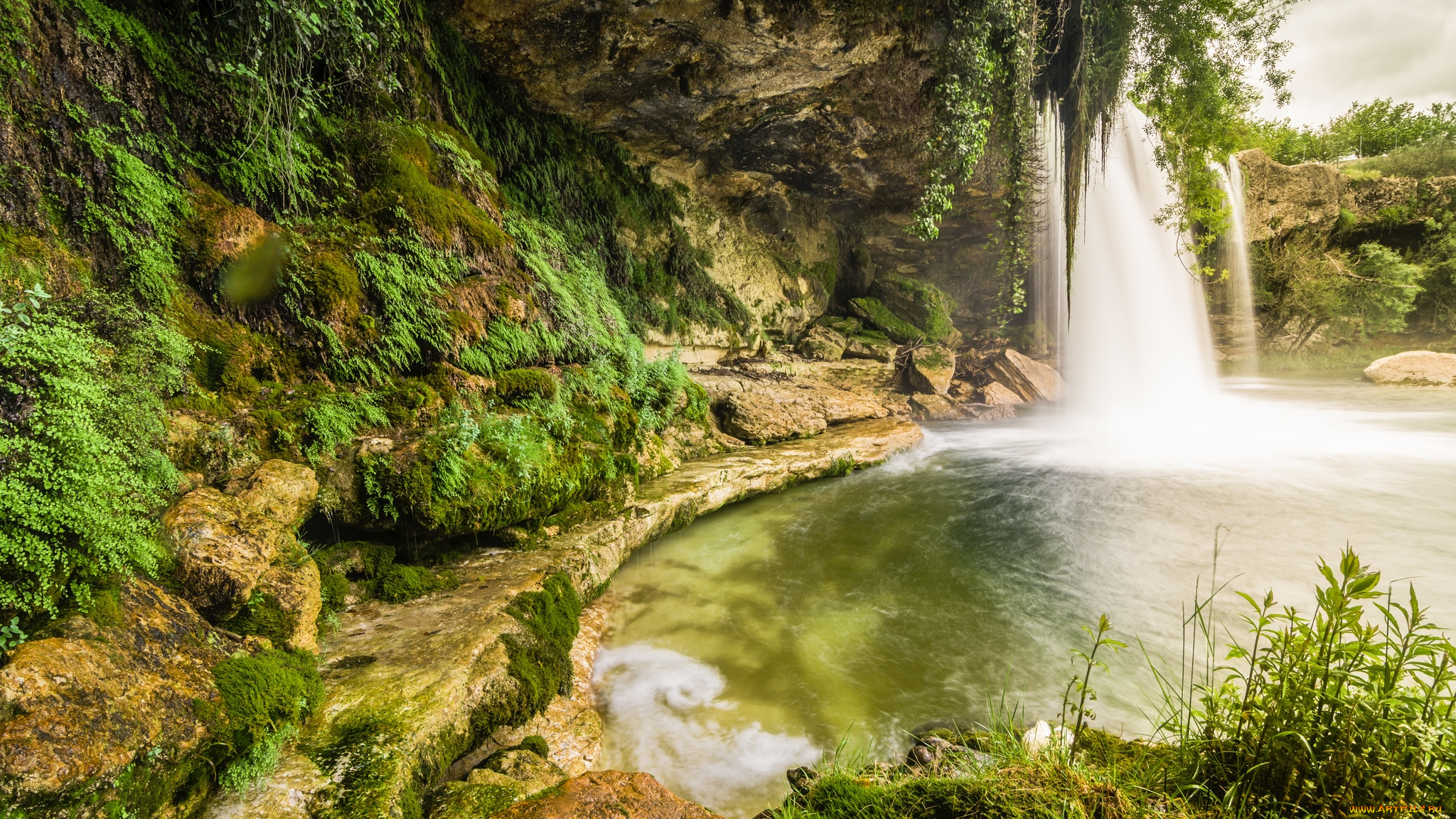 природа, водопады, поток, вода