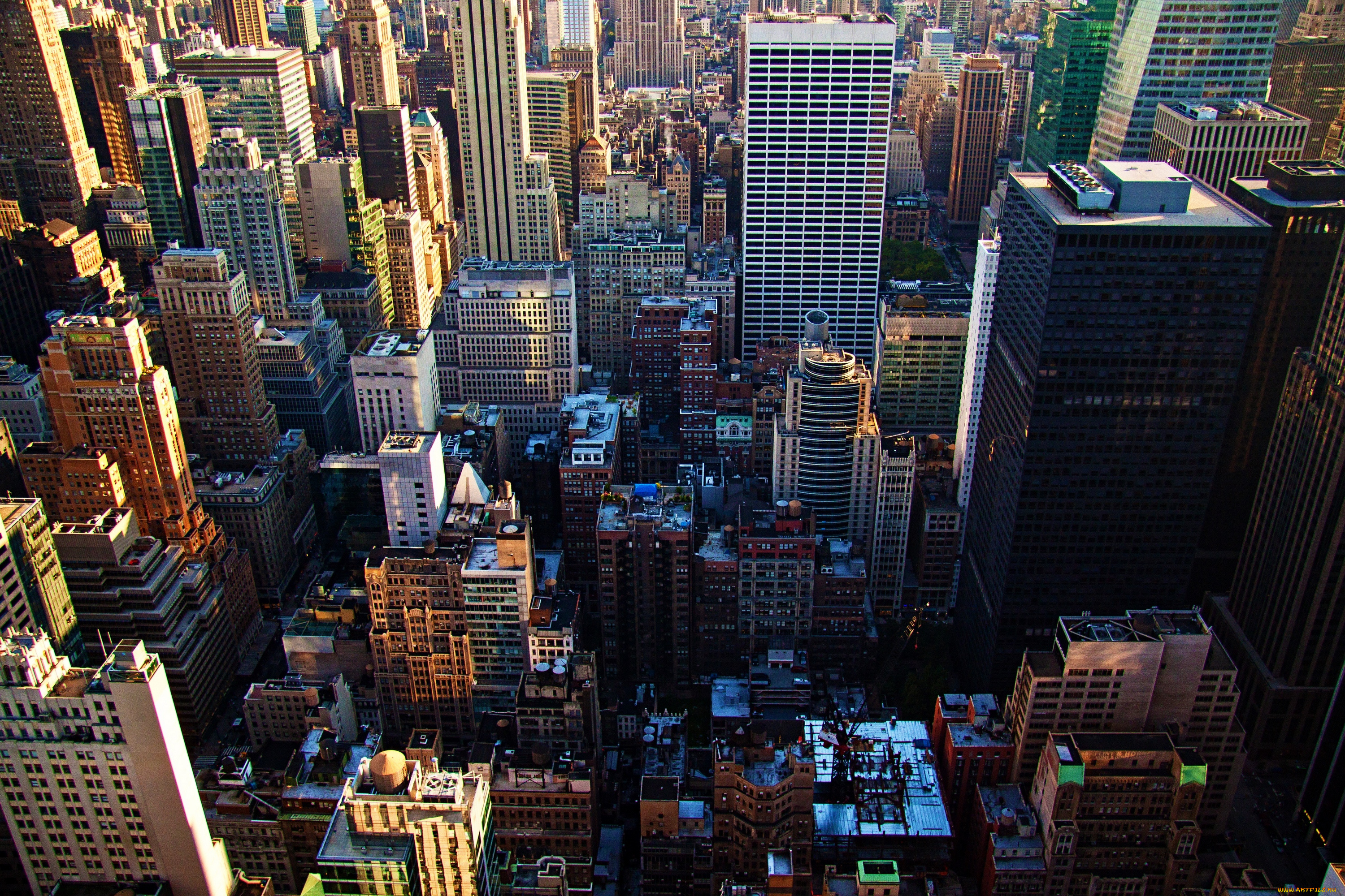 города, нью, йорк, сша, вид, сверху, панорама