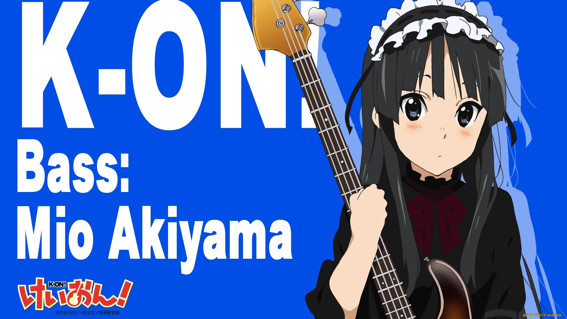 аниме, k-on, взгляд, девушка, гитара, akiyama, mio