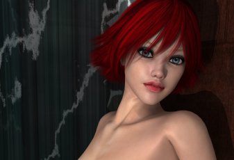 Картинка эротика 3д-эротика девушка взгляд рыжая грудь