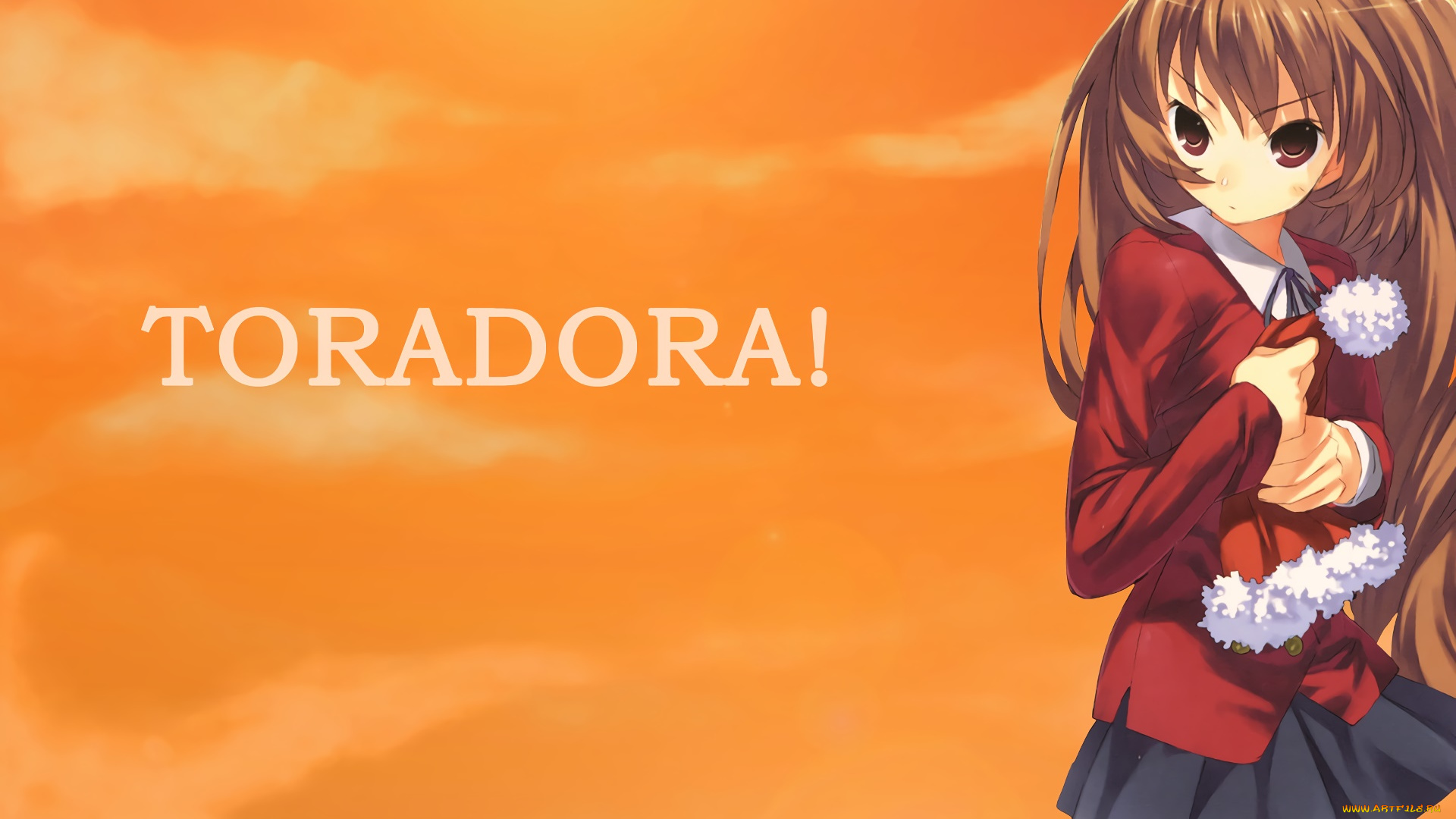 аниме, toradora, девушка, взгляд, фон