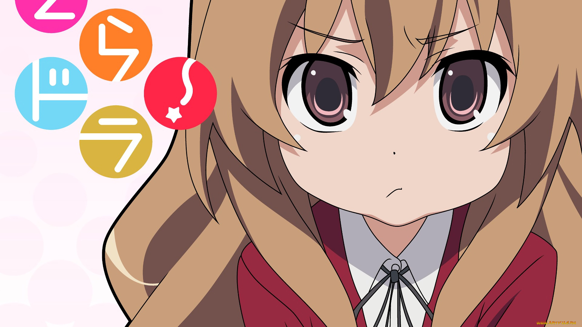 аниме, toradora, девушка, взгляд, фон