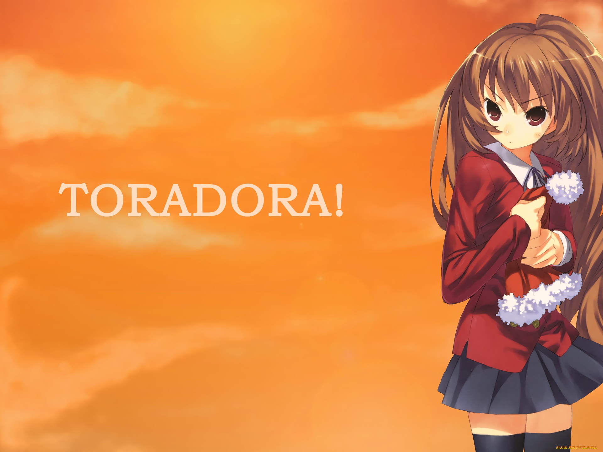 аниме, toradora, девушка, взгляд, фон