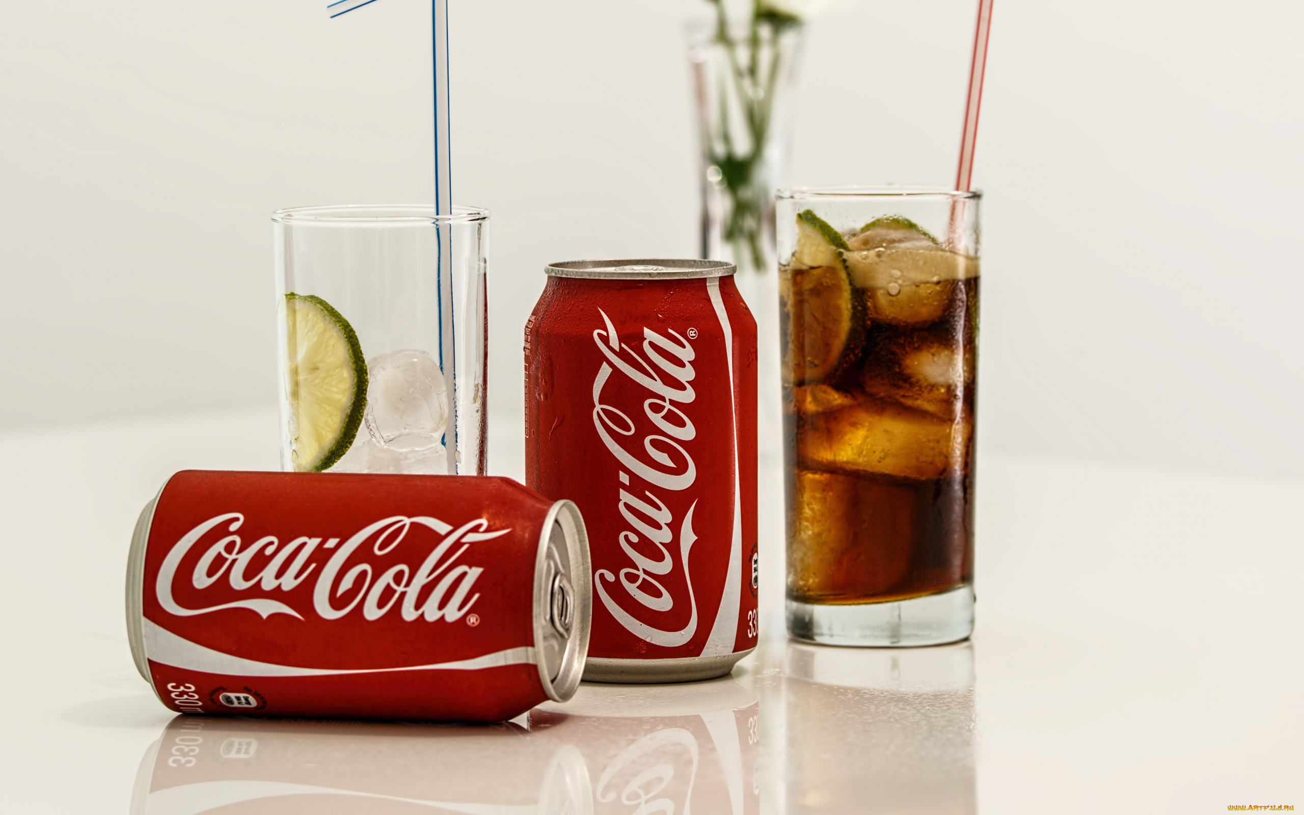 бренды, coca-cola, лед, напиток, стаканы, банки