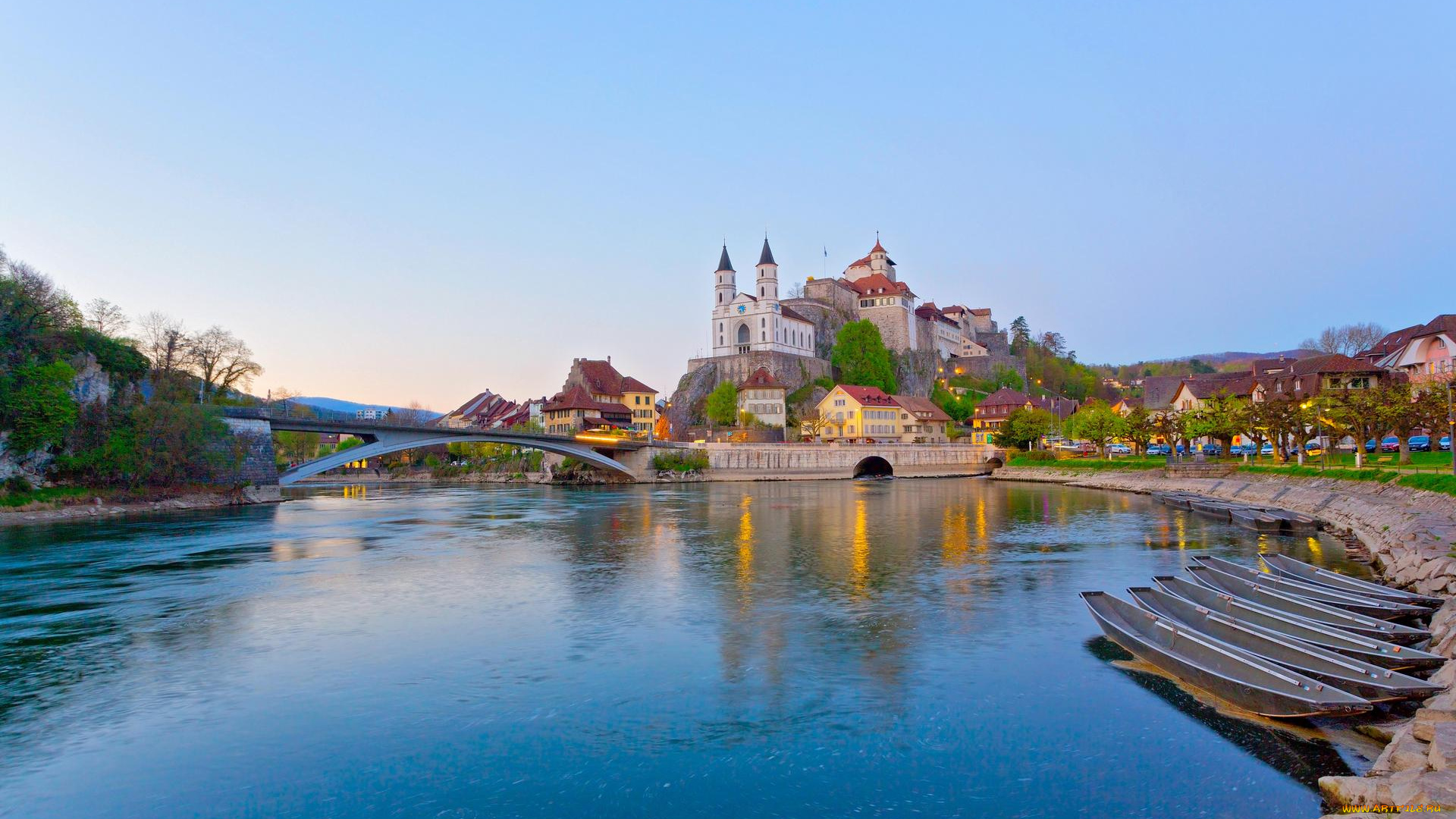 города, -, панорамы, швейцария, арбург, switzerland, aarburg