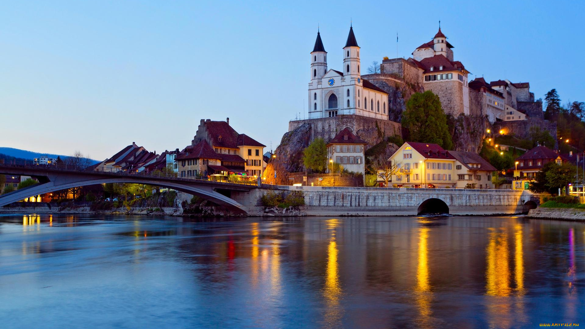 города, -, панорамы, швейцария, арбург, switzerland, aarburg