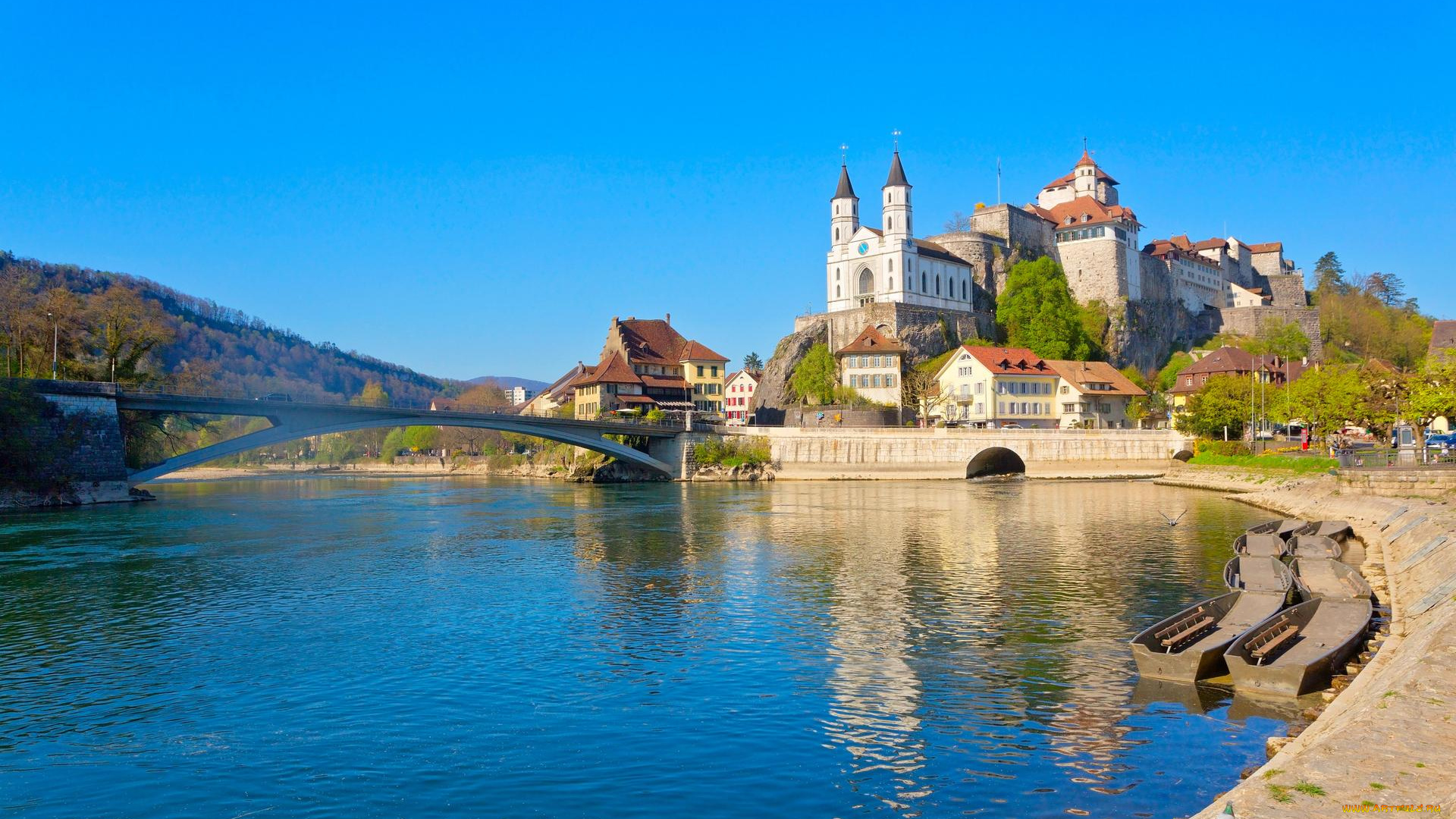 города, -, панорамы, швейцария, арбург, switzerland, aarburg