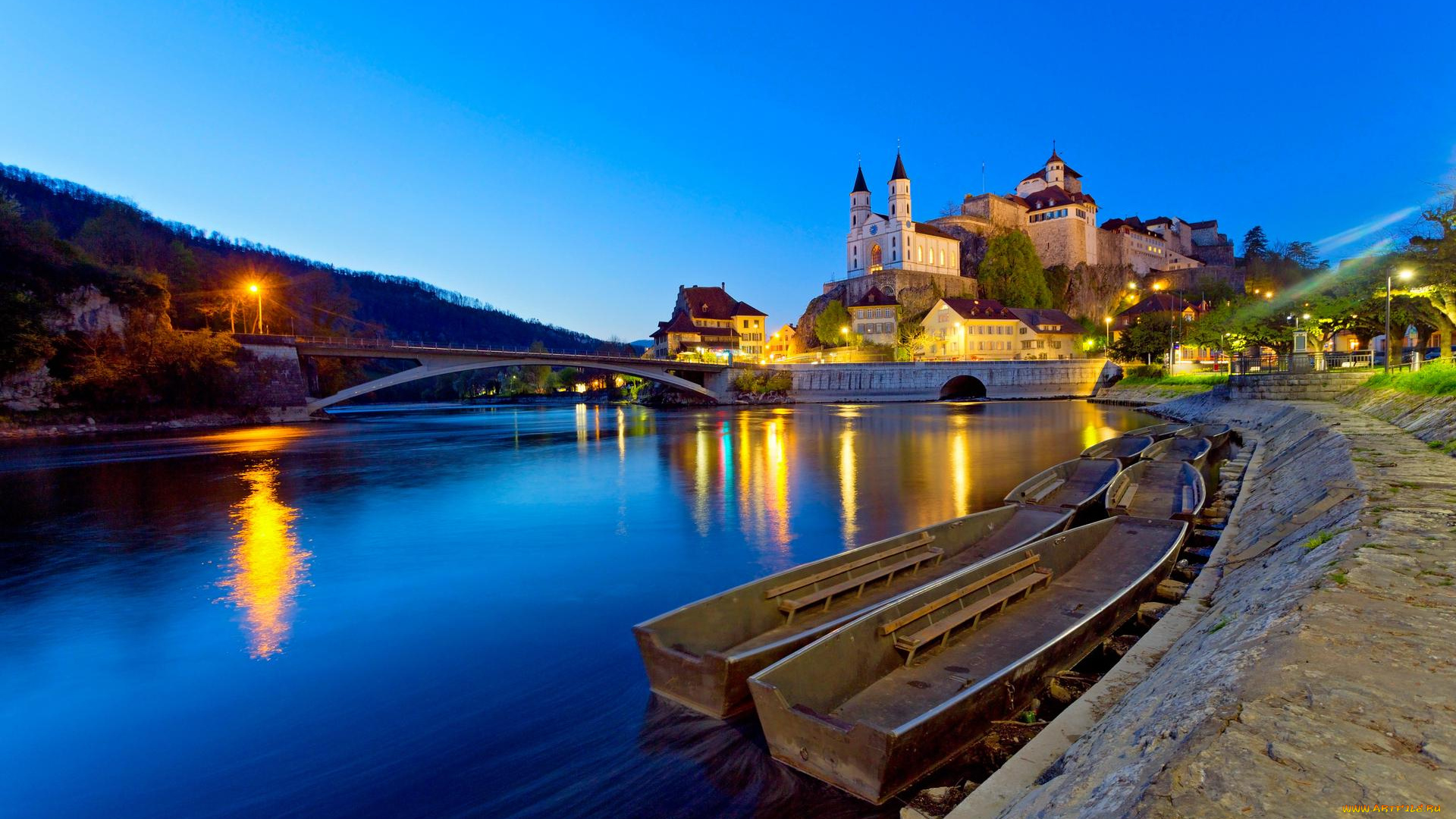 города, -, панорамы, швейцария, арбург, switzerland, aarburg