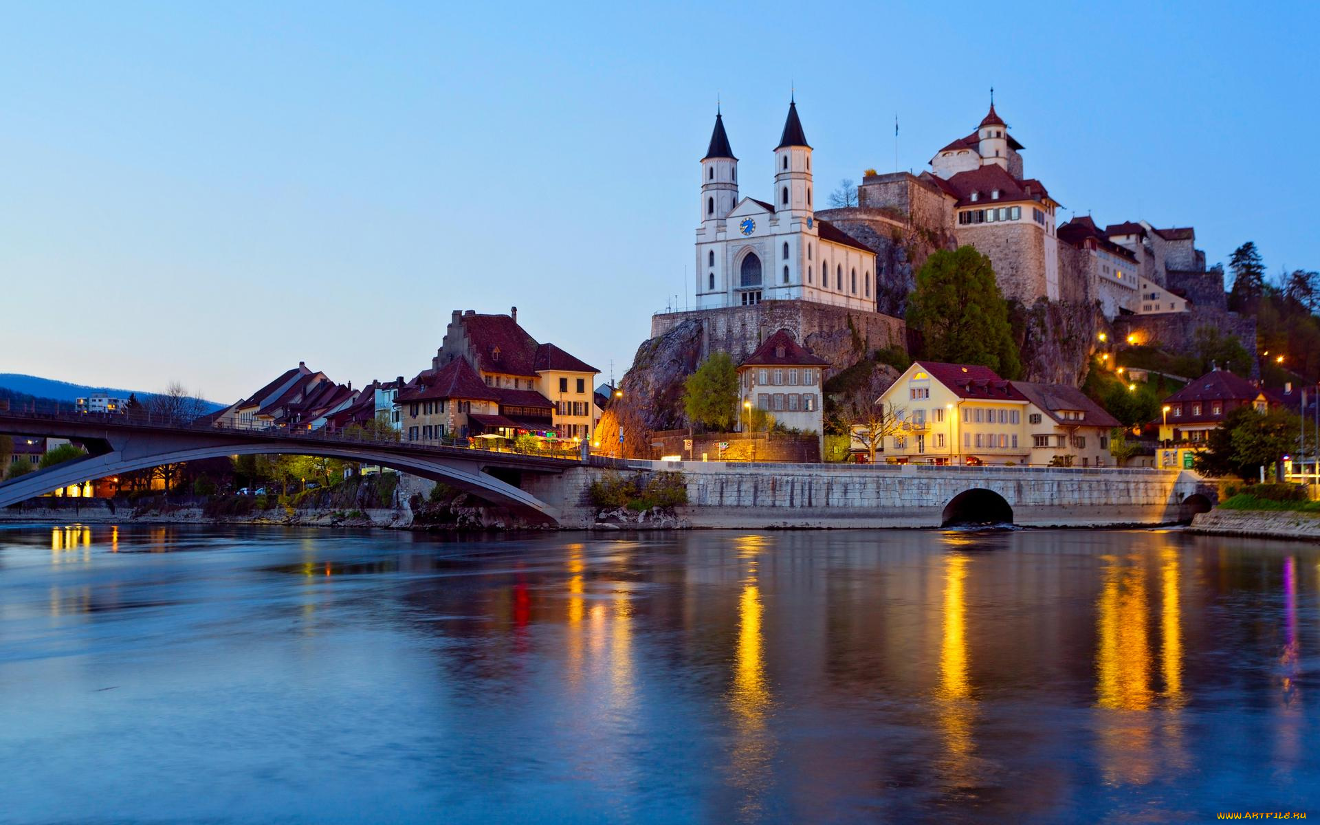 города, -, панорамы, швейцария, арбург, switzerland, aarburg