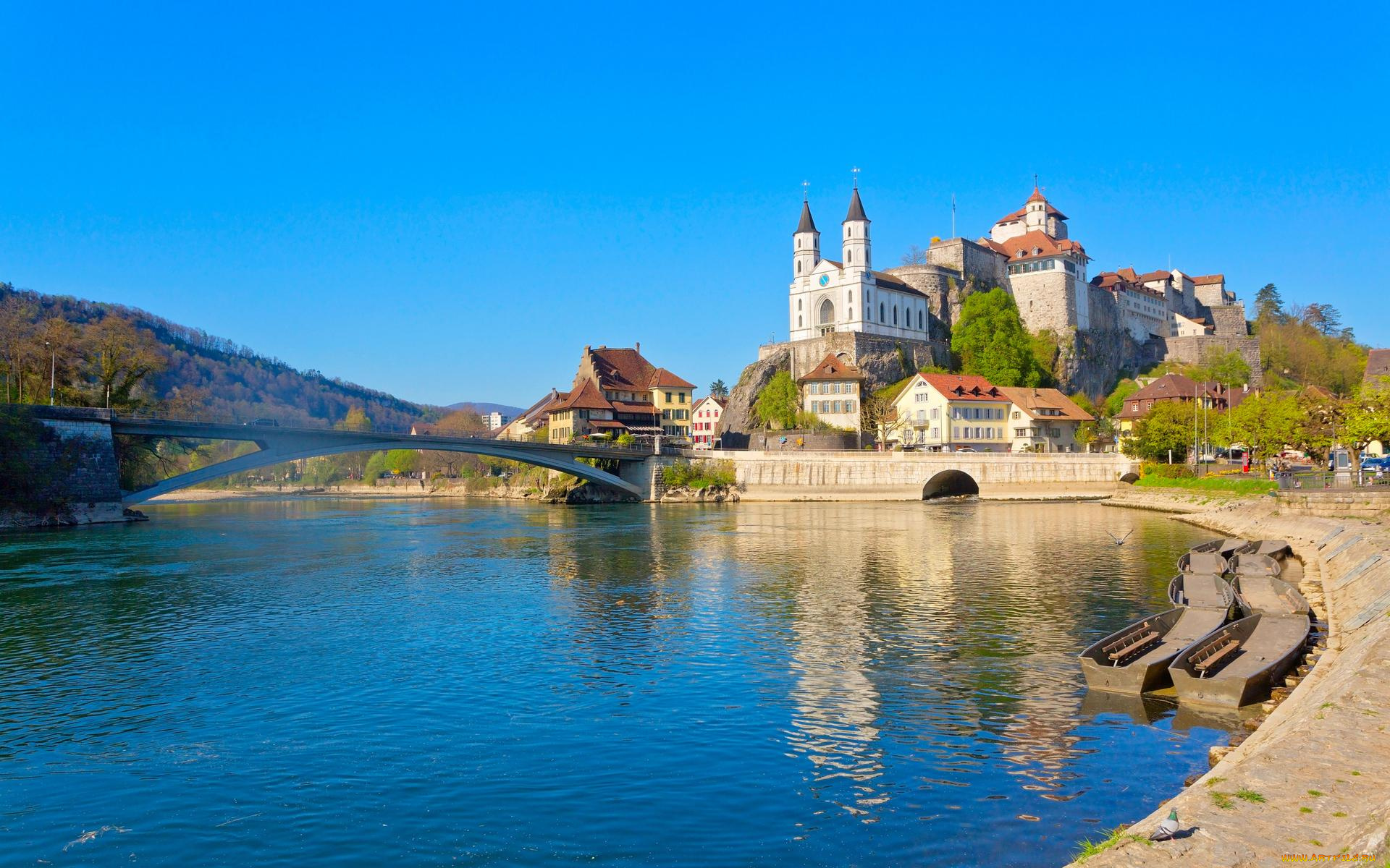 города, -, панорамы, швейцария, арбург, switzerland, aarburg