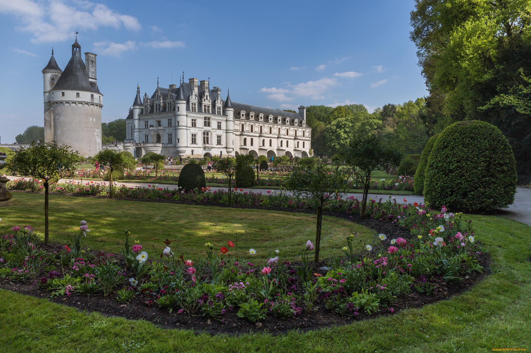 chenonceau, ch&, 226, teau, et, parc, города, замки, франции, стор